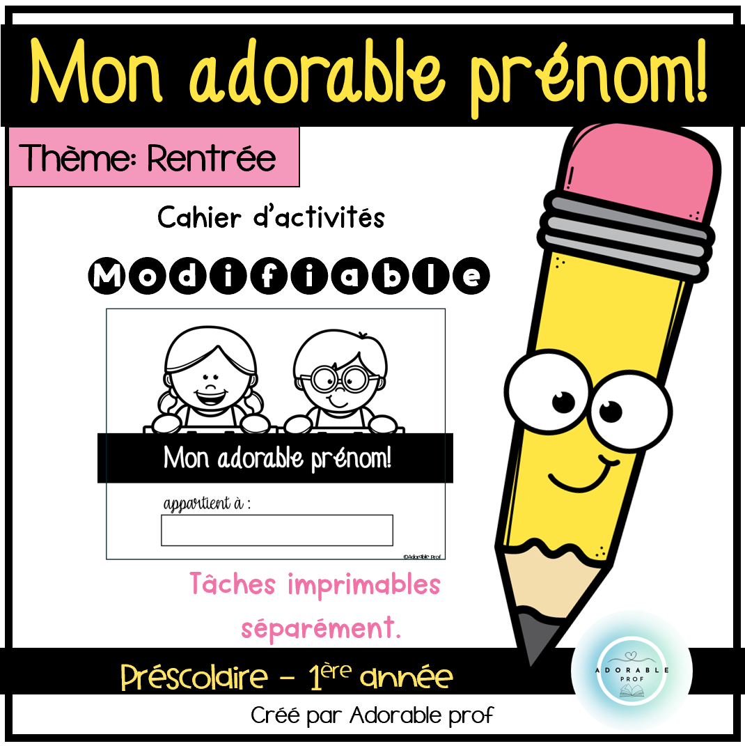Mon adorable prénom- Cahier d'activité