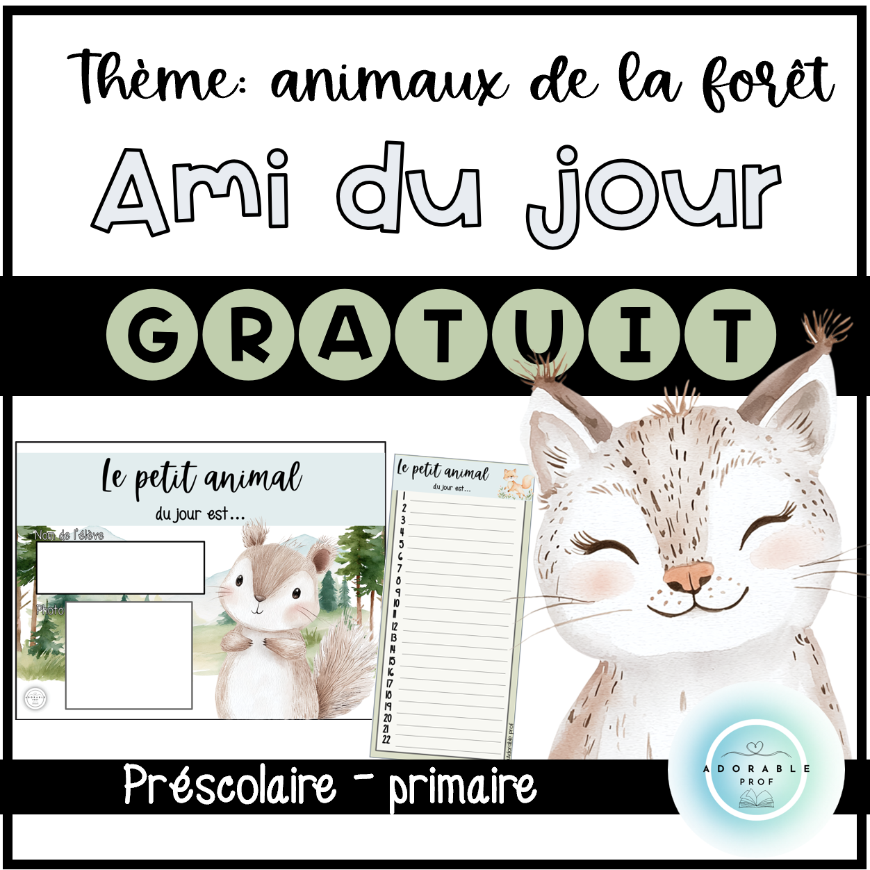 Ami du jour- Animaux de la forêt- GRATUIT
