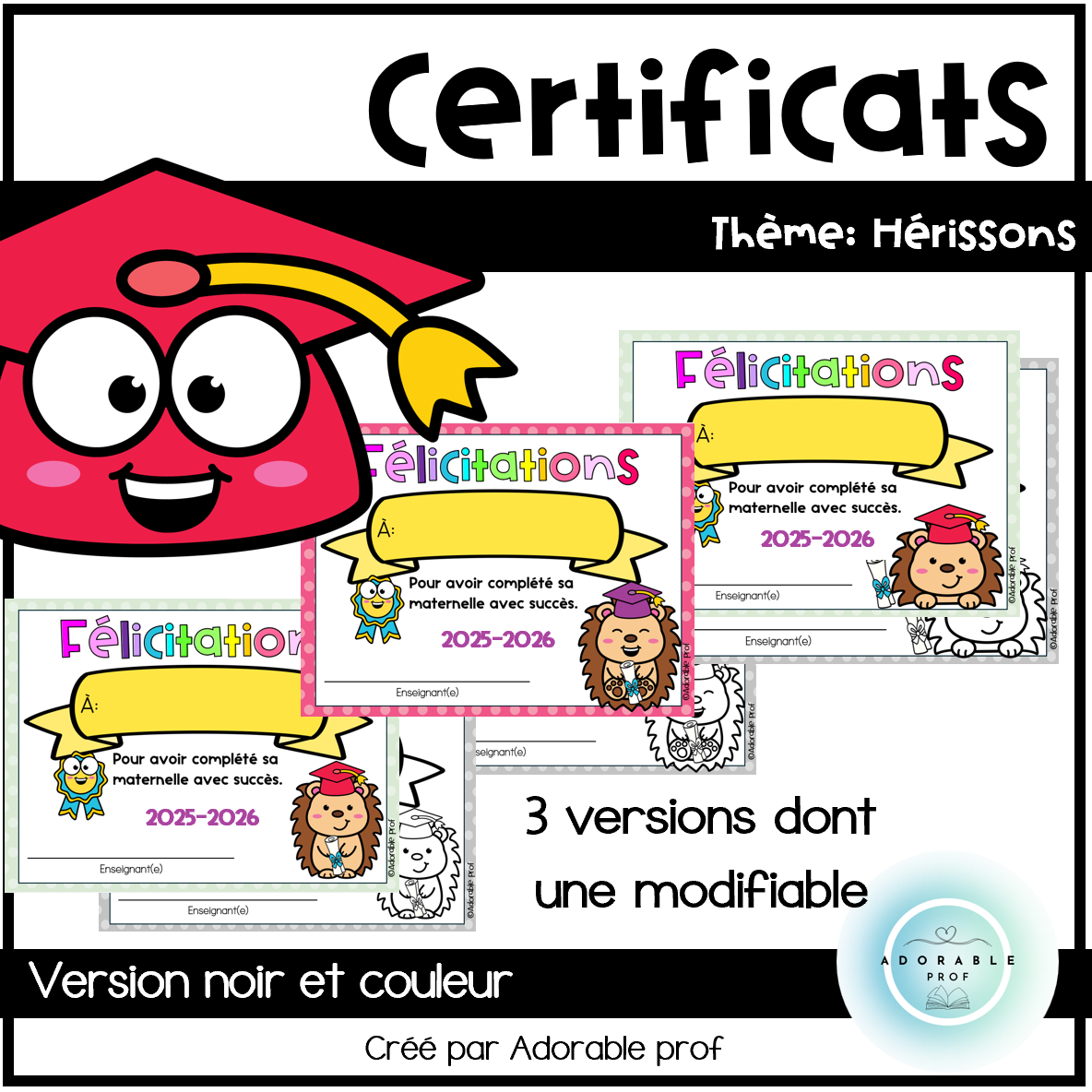 Diplôme de fin d'année- Hérissons