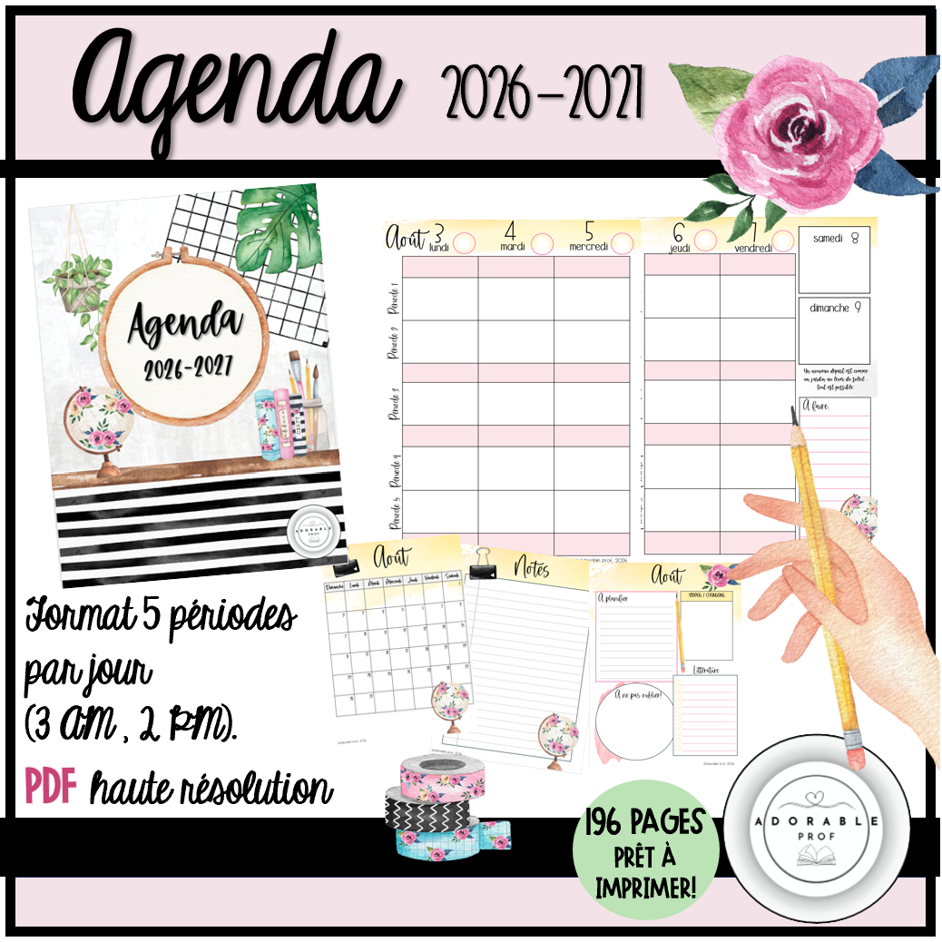 Agenda 2026-2027- Le coin bureau floral