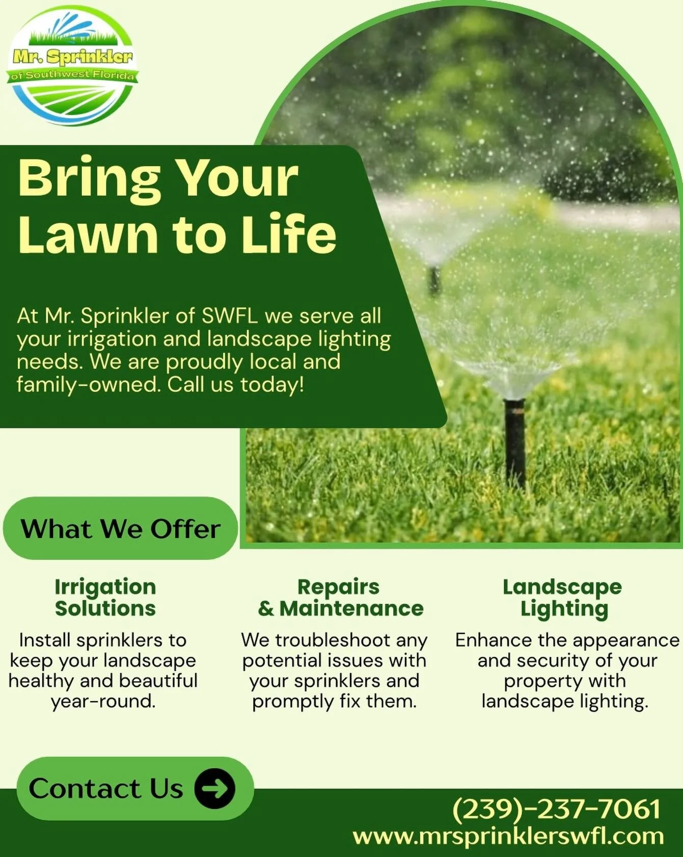 Call us for all your irrigation or landscape lighting needs 🌱 

We are local in Punta Gorda and family-owned ✅

#irrigationdesign #sprinklercontractor #puntagordafl #landscapelighting