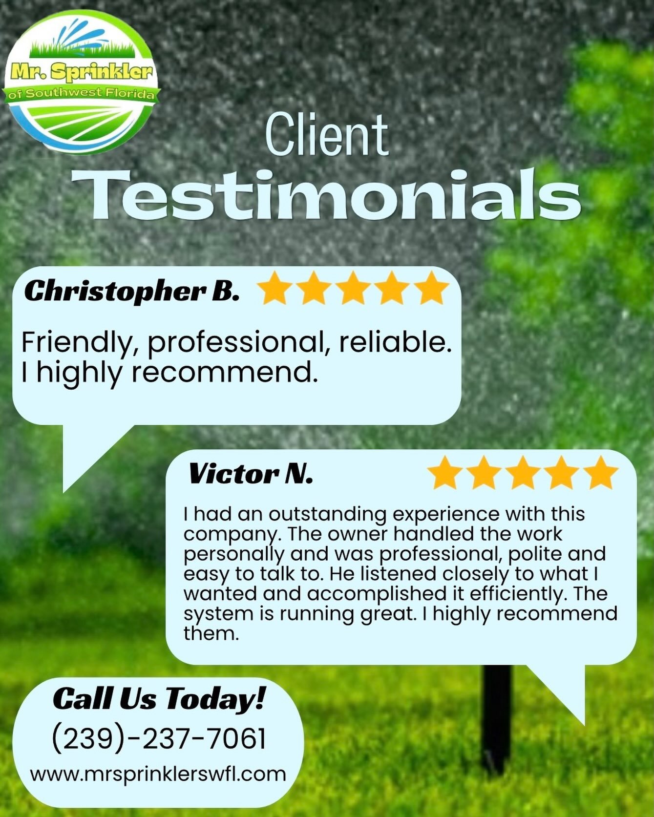 See what our clients are saying! 

Thank you to our customers for leaving these incredible reviews. We will continue to provide the highest quality of service for all your sprinkler and landscaping needs ✅

Need irrigation or landscaping work done? C