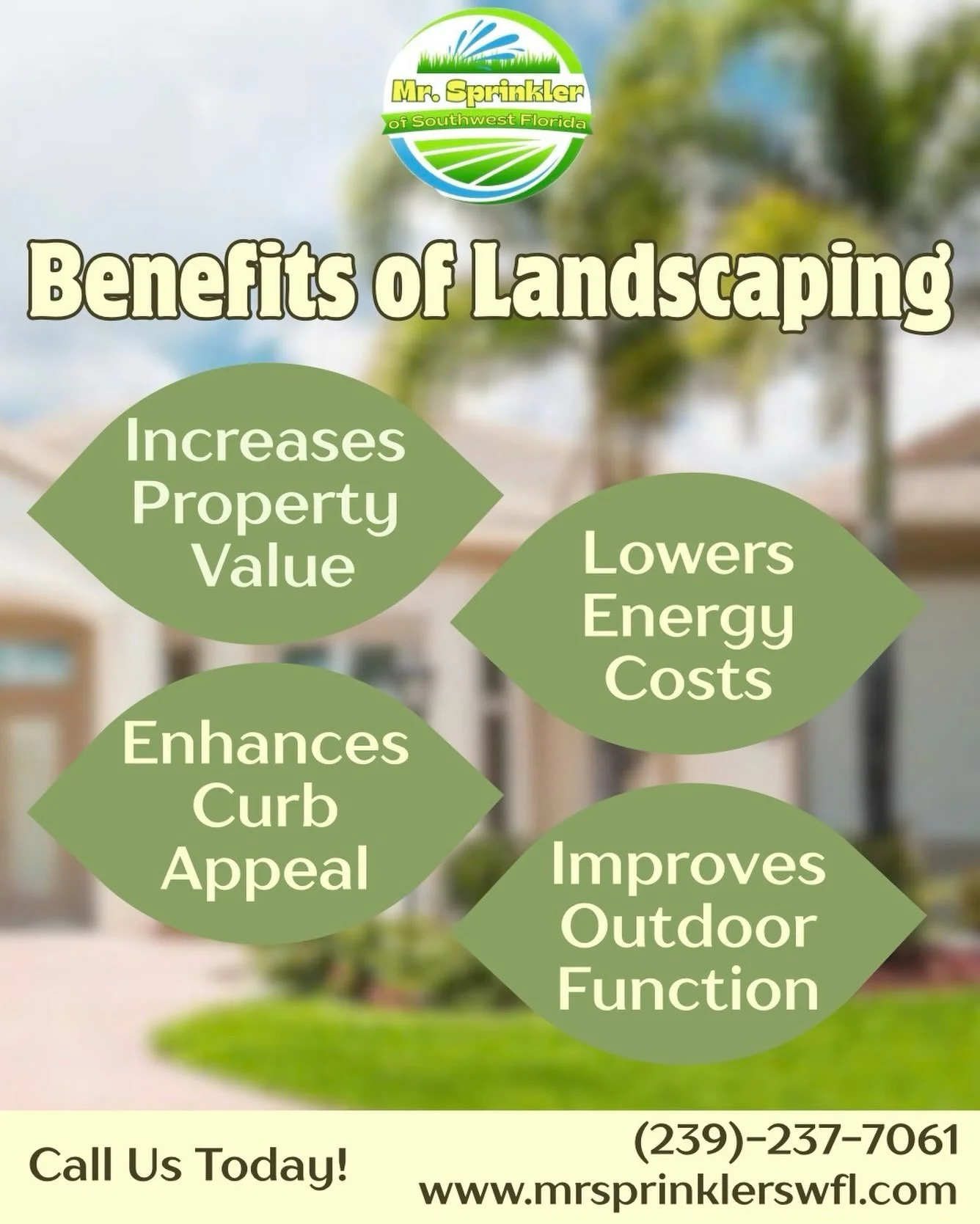 Wondering how landscaping could benefit your property? 

Here are the perks of a lush landscape design! ⬇️

Increase the value of your property 💵
Lower your energy costs 💡
Enhance your curb appeal 🏡
Improve function of you outdoor spaces 🌴

Call 