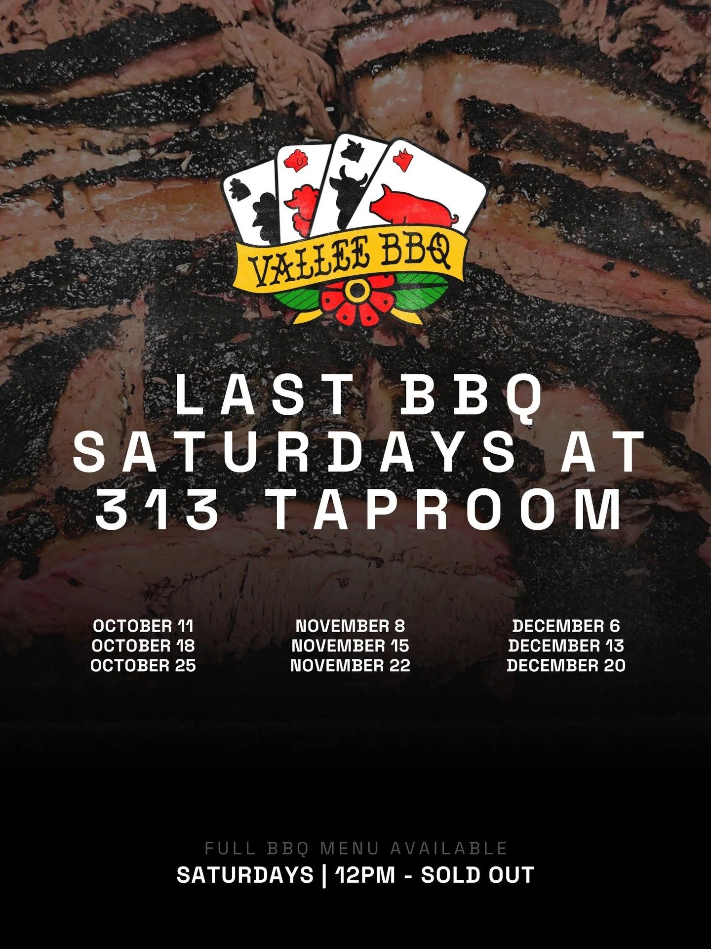 I'll be at @313taproom on Saturday, and am really excited about it! Catch the full BBQ menu from 12pm until sold out. 
Also, soft launch of the Thanksgiving pre-orders. I know, really early, and against my religion as devotee to Halloween, but I've