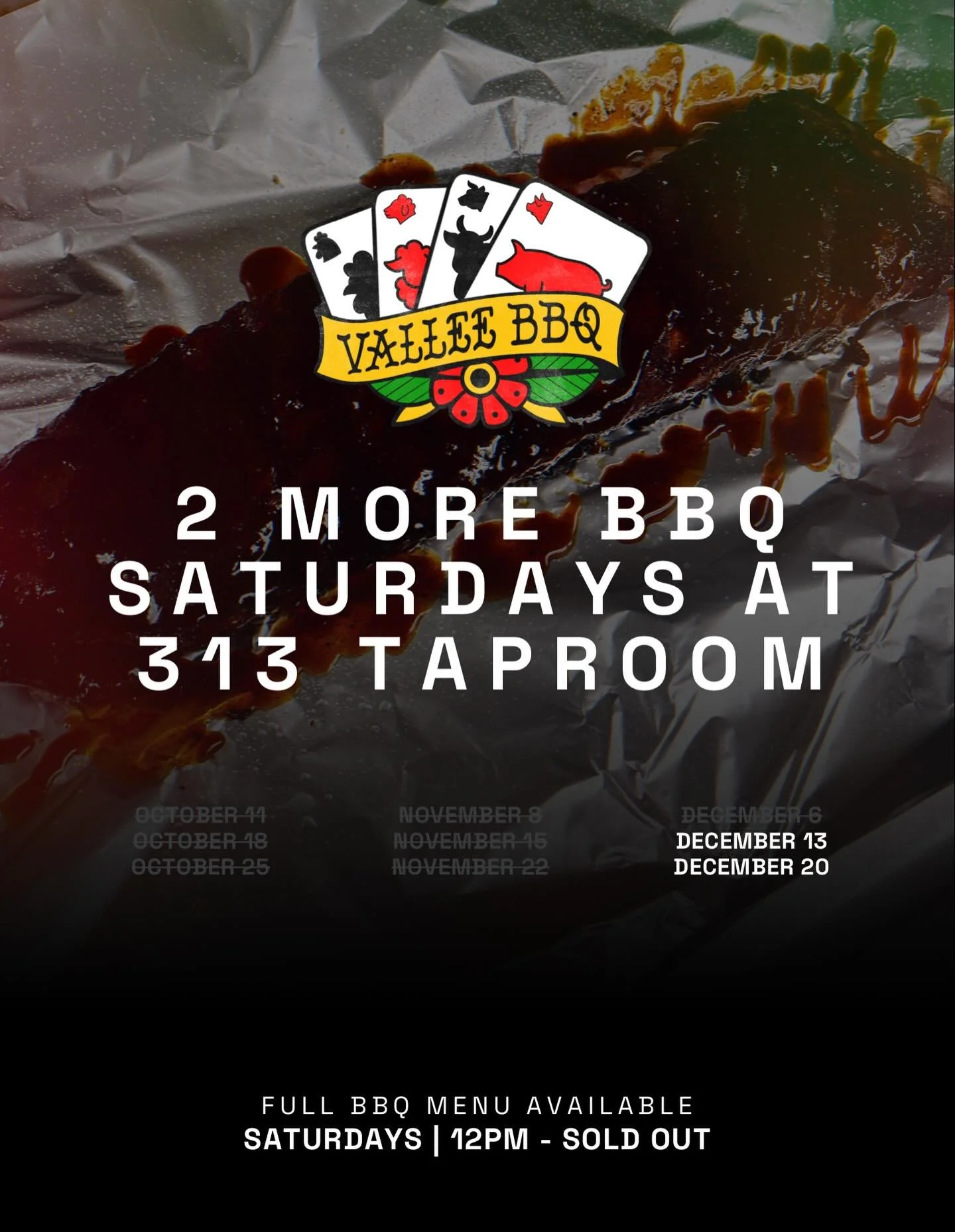 Ah! Tomorrow is 1 of 2 Saturdays left to get BBQ at @313taproom! You should get there quick!