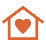 A simple outline of a house with a chimney.