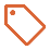A close-up of a pin with a black background and orange geometric design.