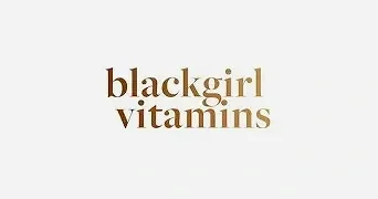 Blackgirl Vitamins logo with brown and green text on a white background.
