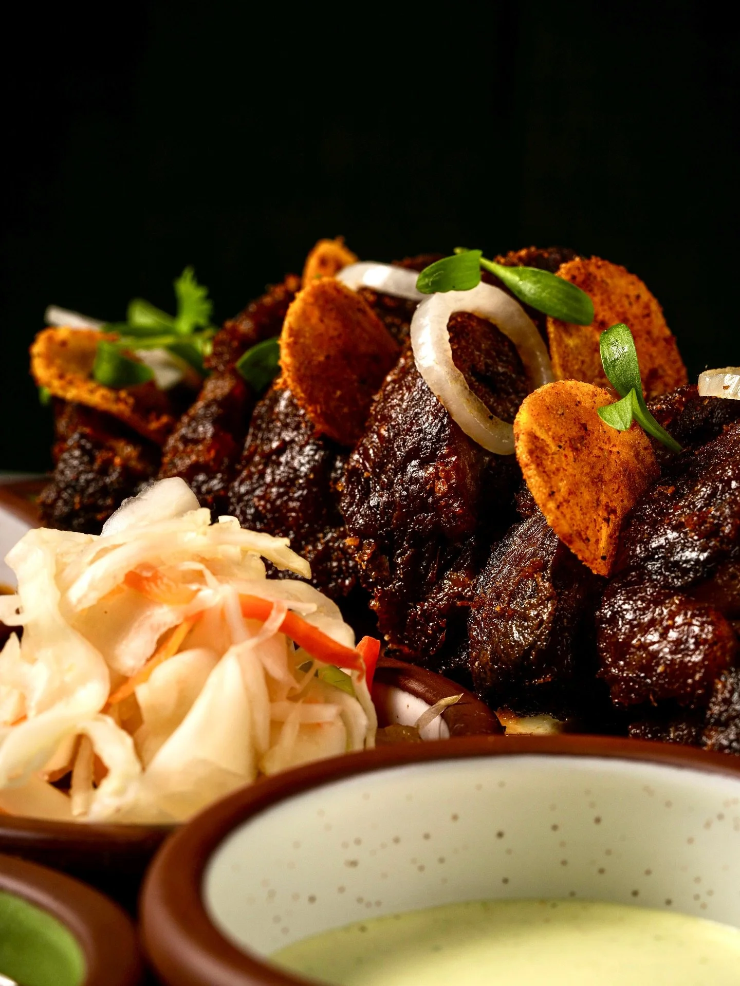 Wagyu Tasso, pikliz, coconut collards, rice and peas. #LasLapMiami