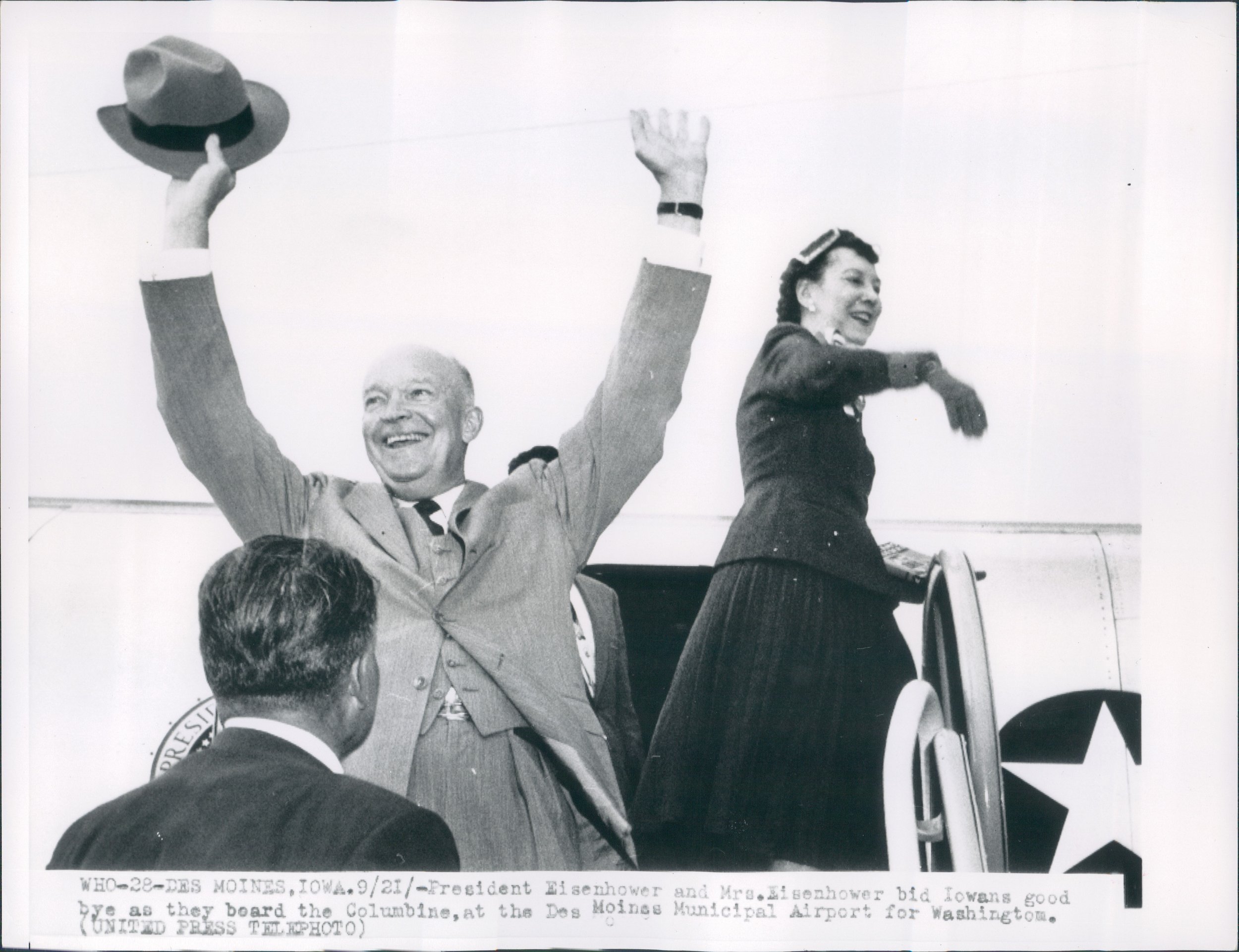 President Eisenhower and the First Lady Greeting Public