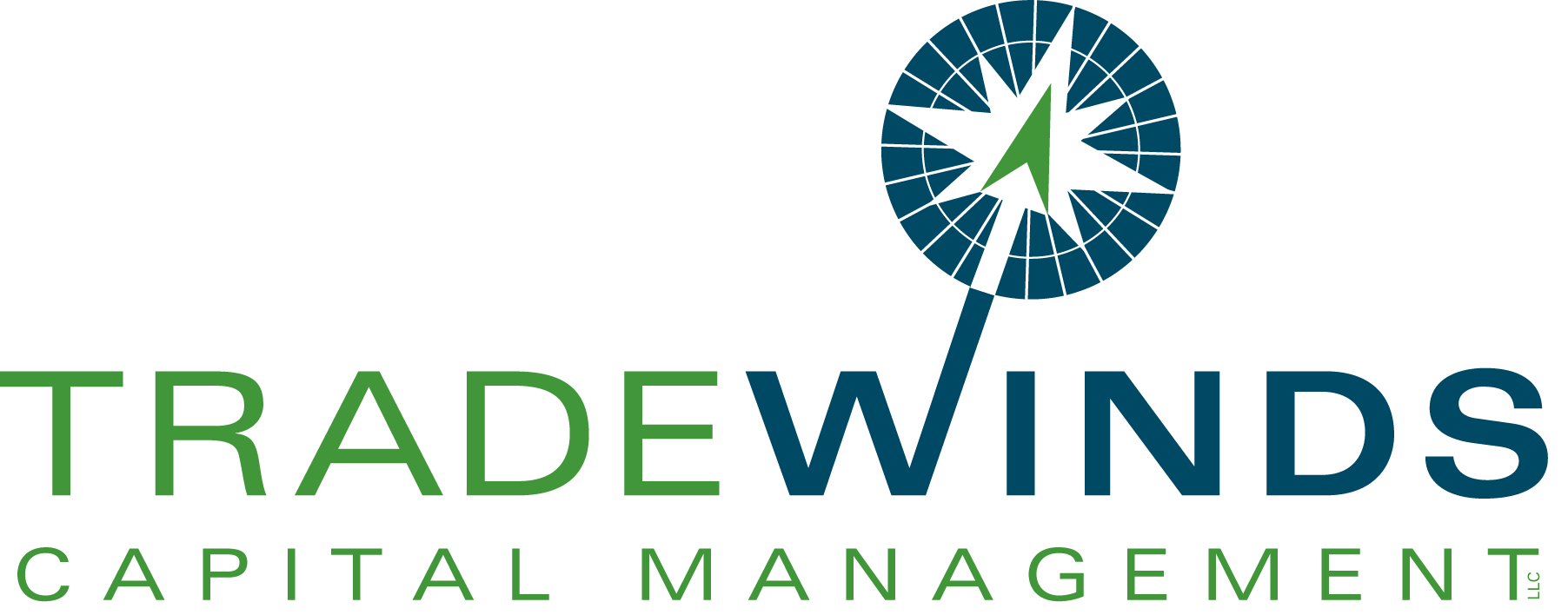 Logo for Tradewinds Capital Management featuring a stylized windmill or pinwheel with an arrow in the center.