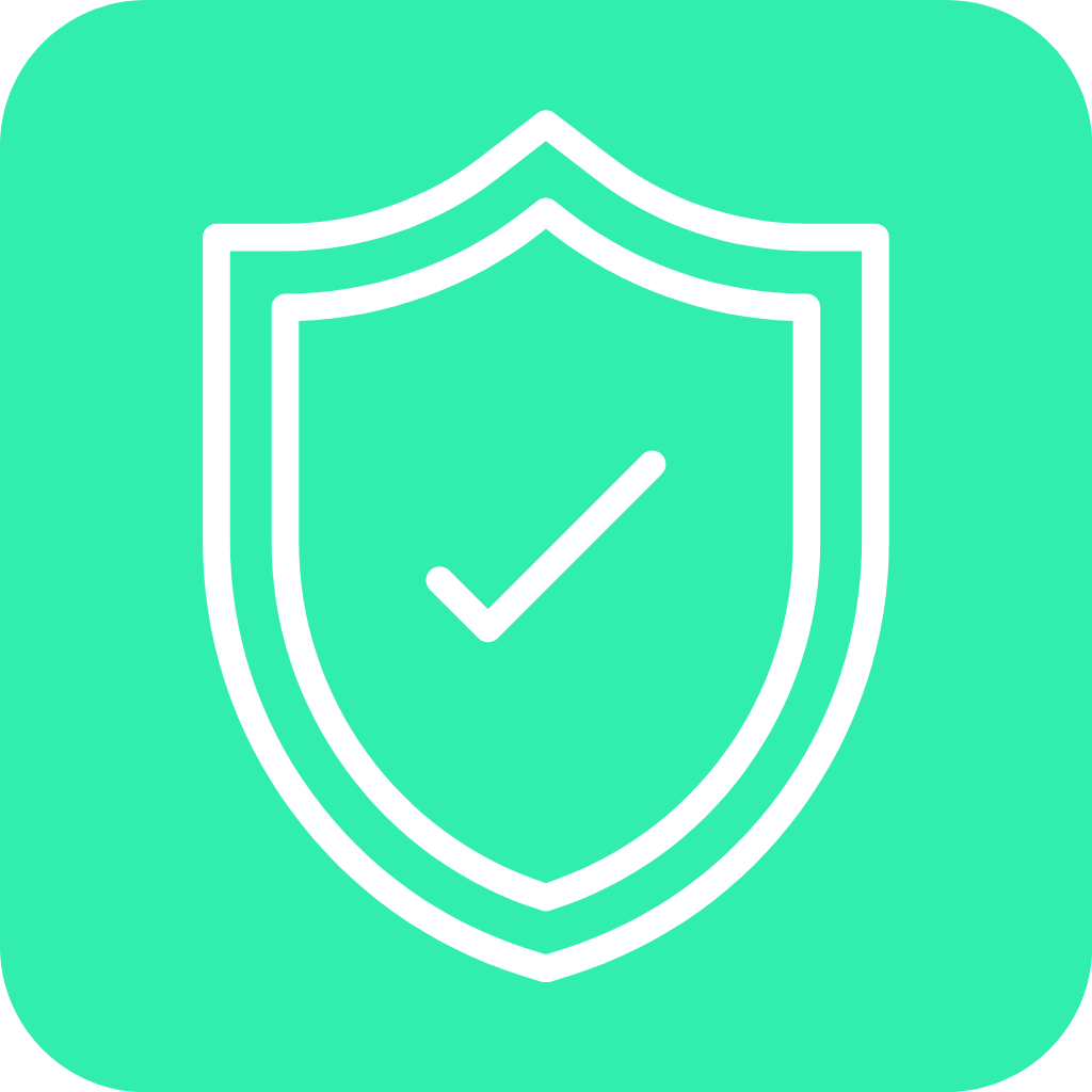 Icon of a shield with a checkmark, representing security or protection.