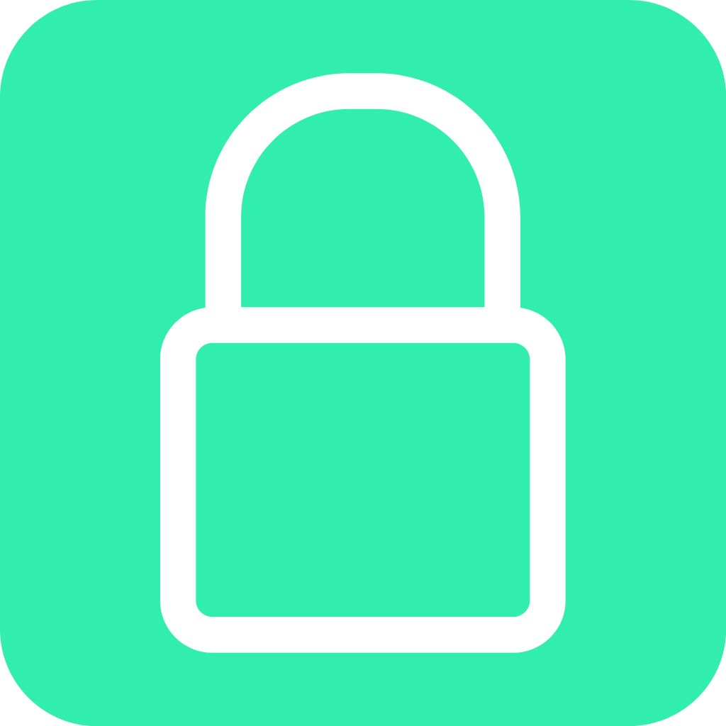 Icon of a white padlock on a teal background.