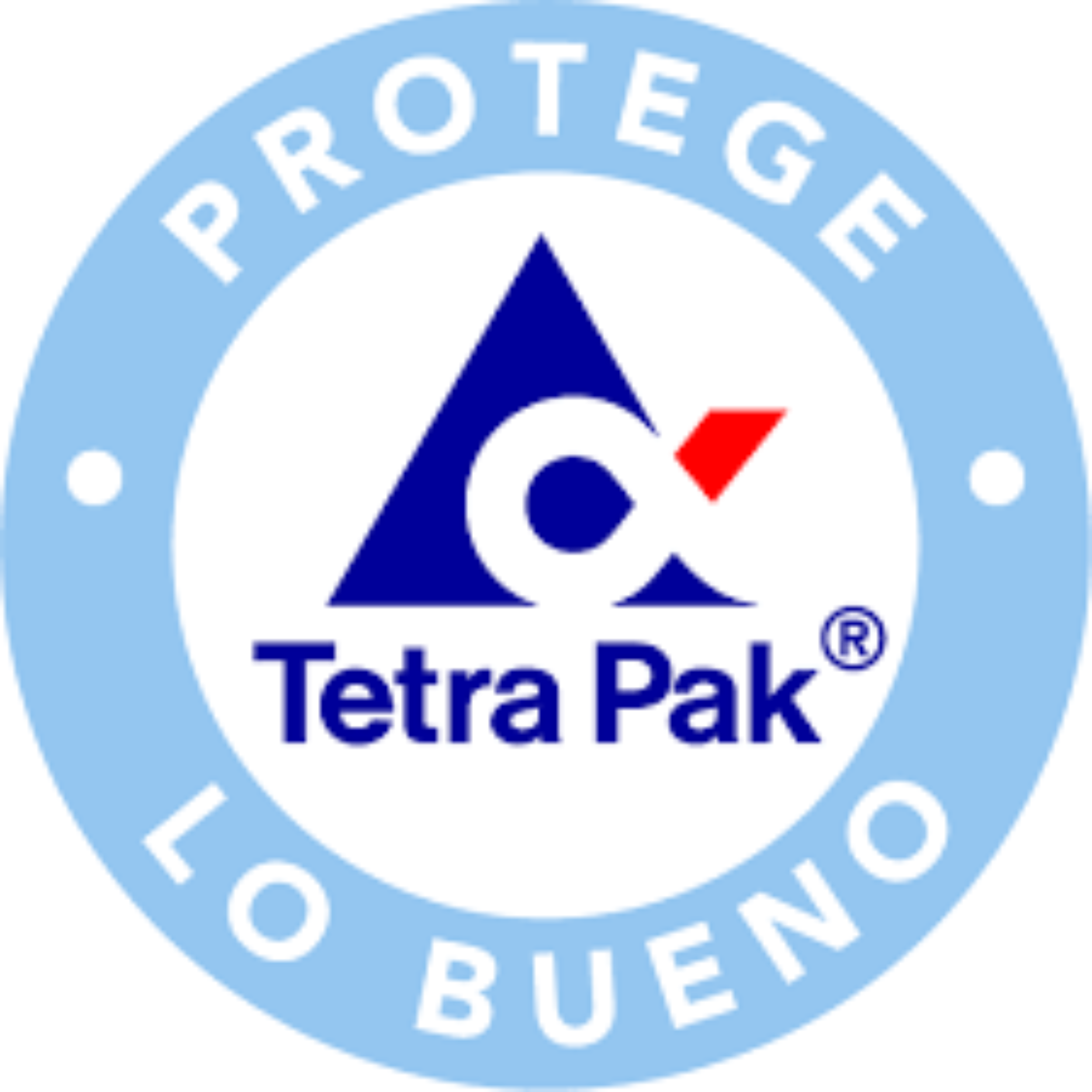 Logotipo de Tetra Pak con texto 'Protege lo bueno' en círculo