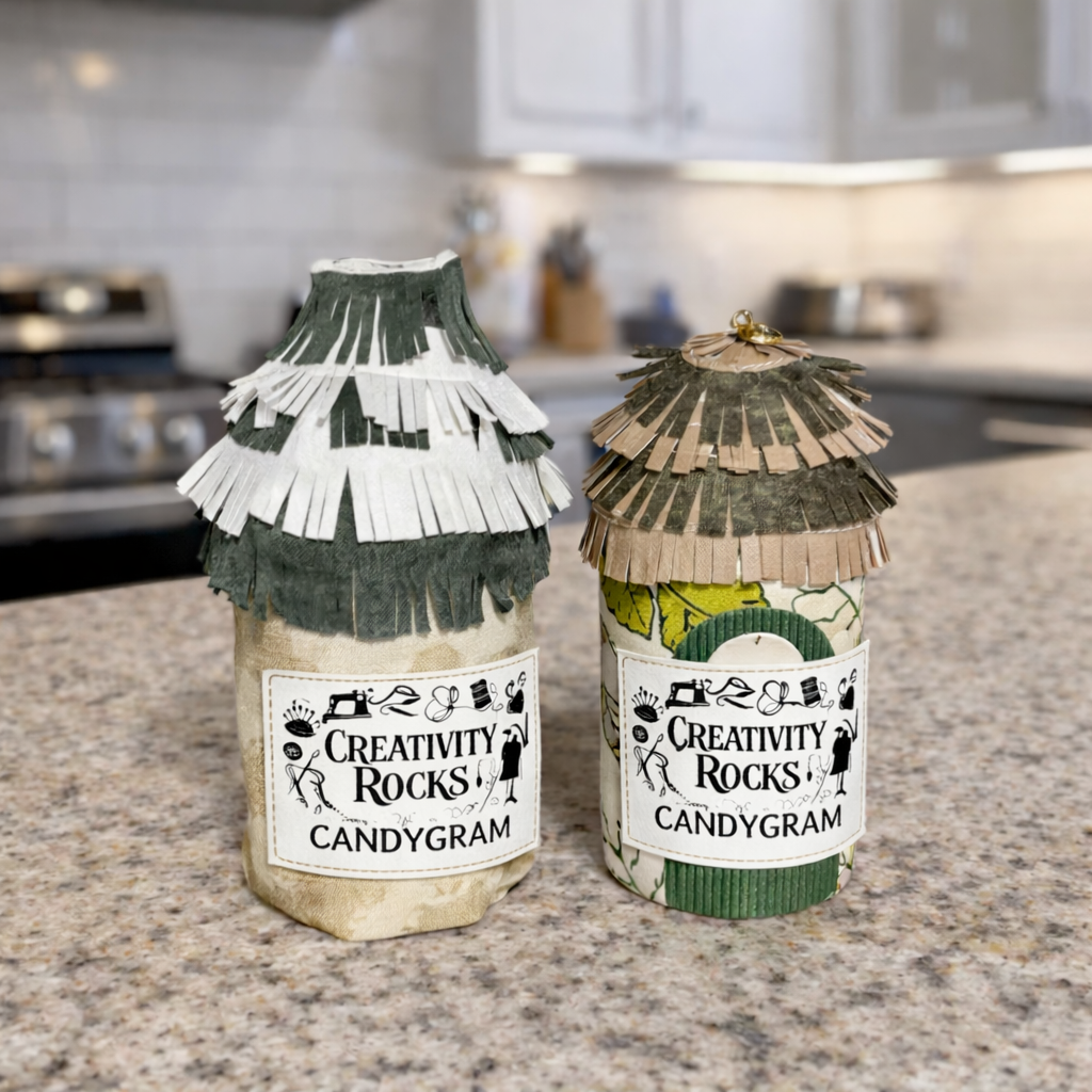 Miniature candygram houses on countertop.png