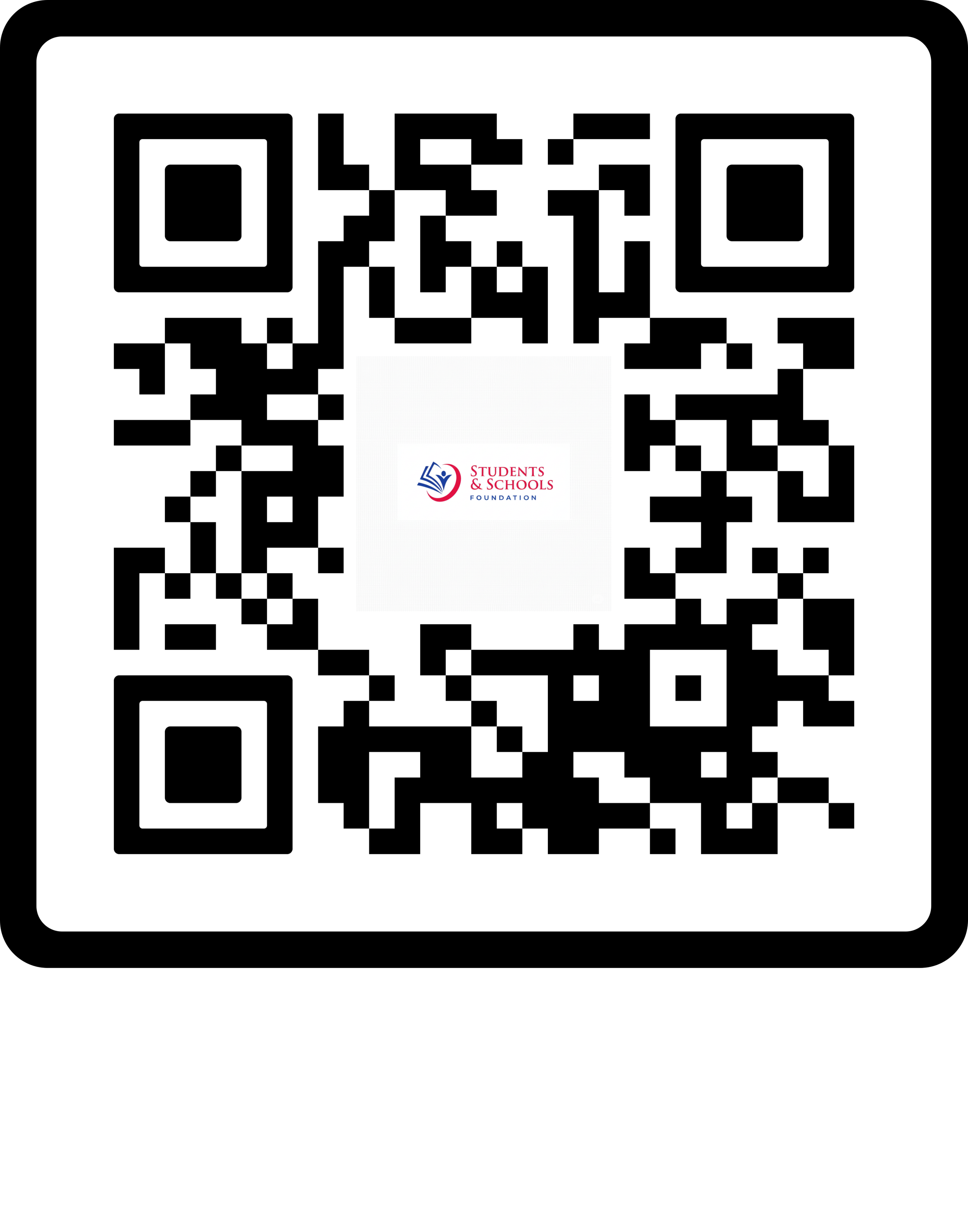 QR code with a logo in the center that reads "Students & Schools Foundation."