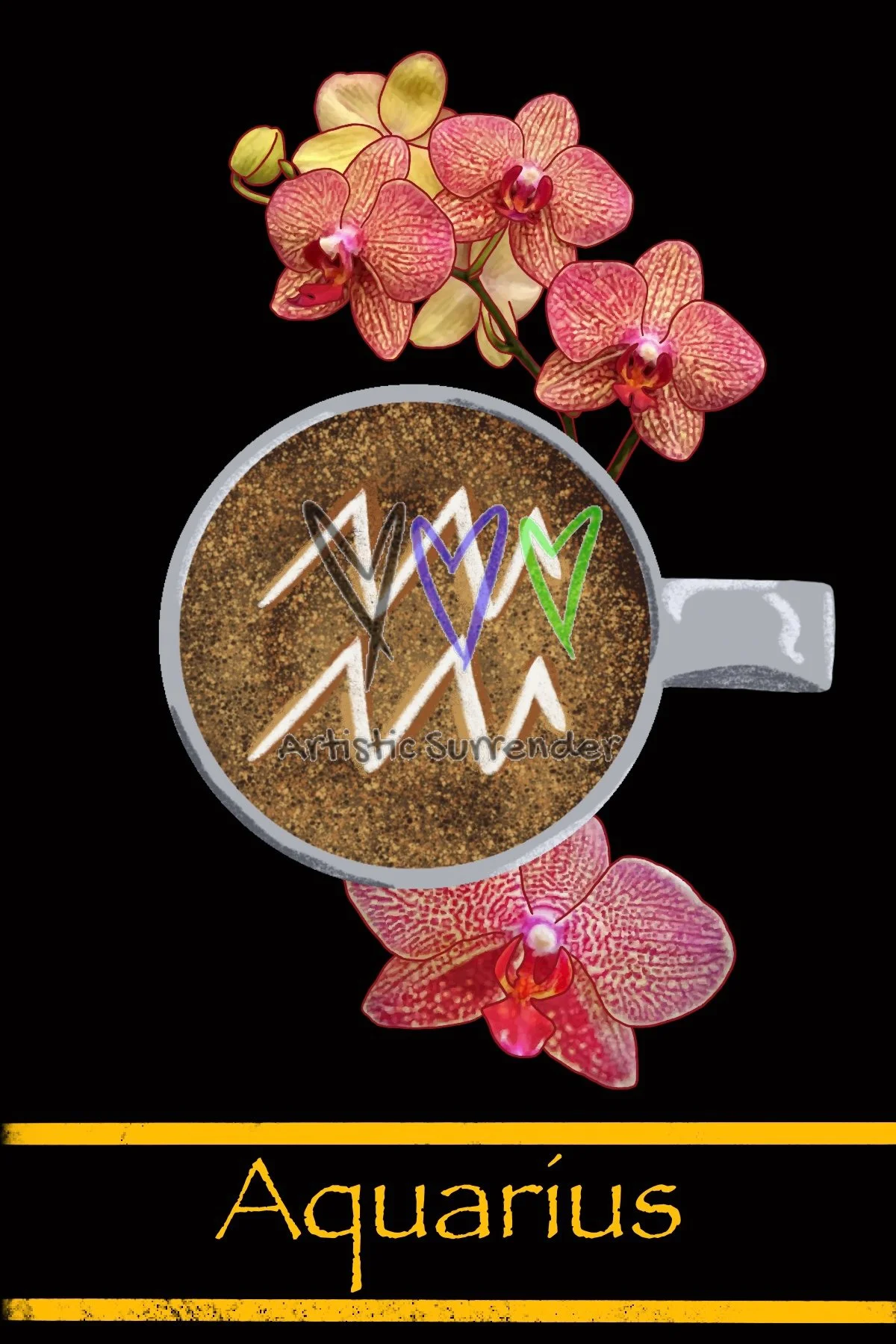 Aquarius Astrology Latte Art | Zodiac Digital Download