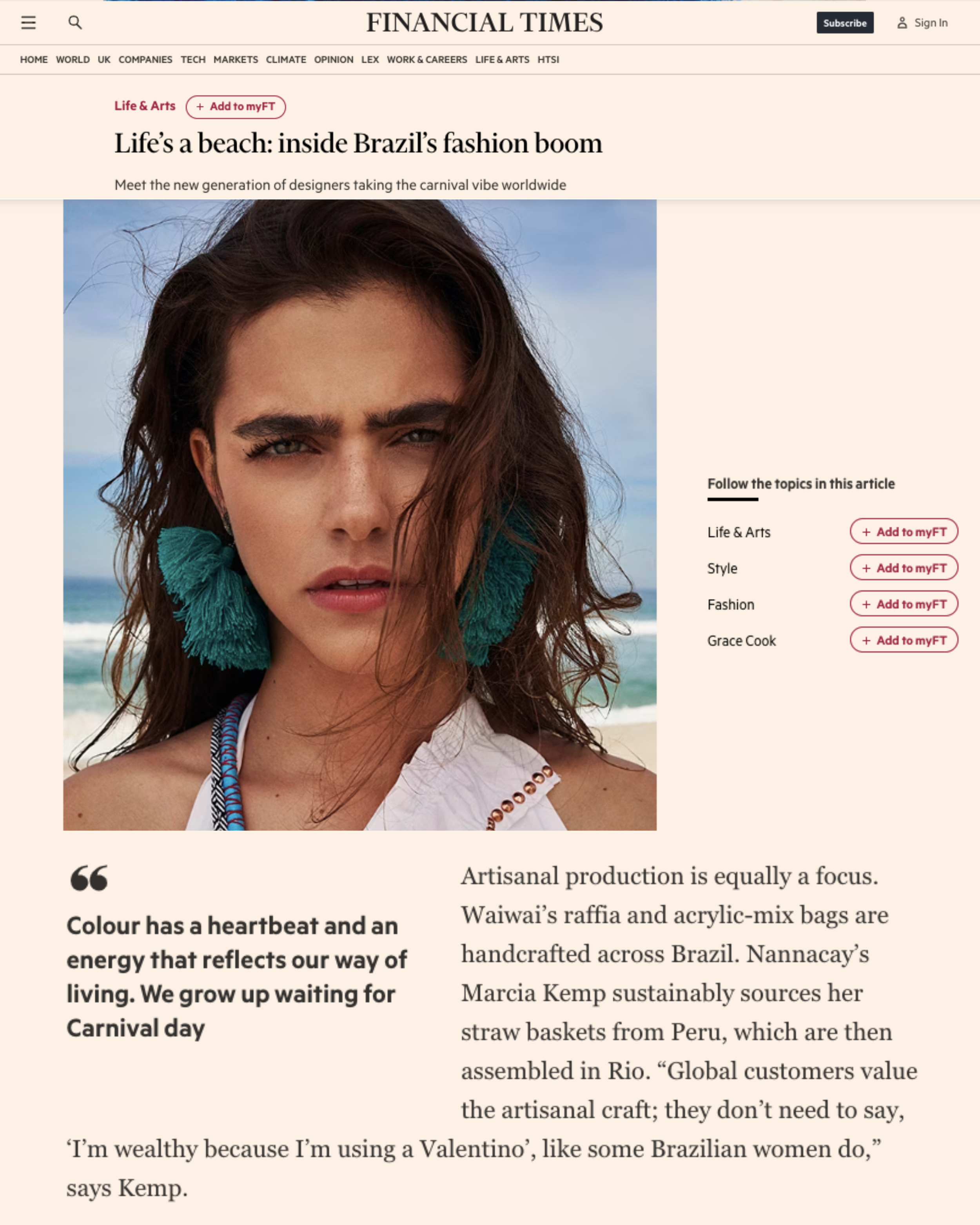 A page of the Financial Times