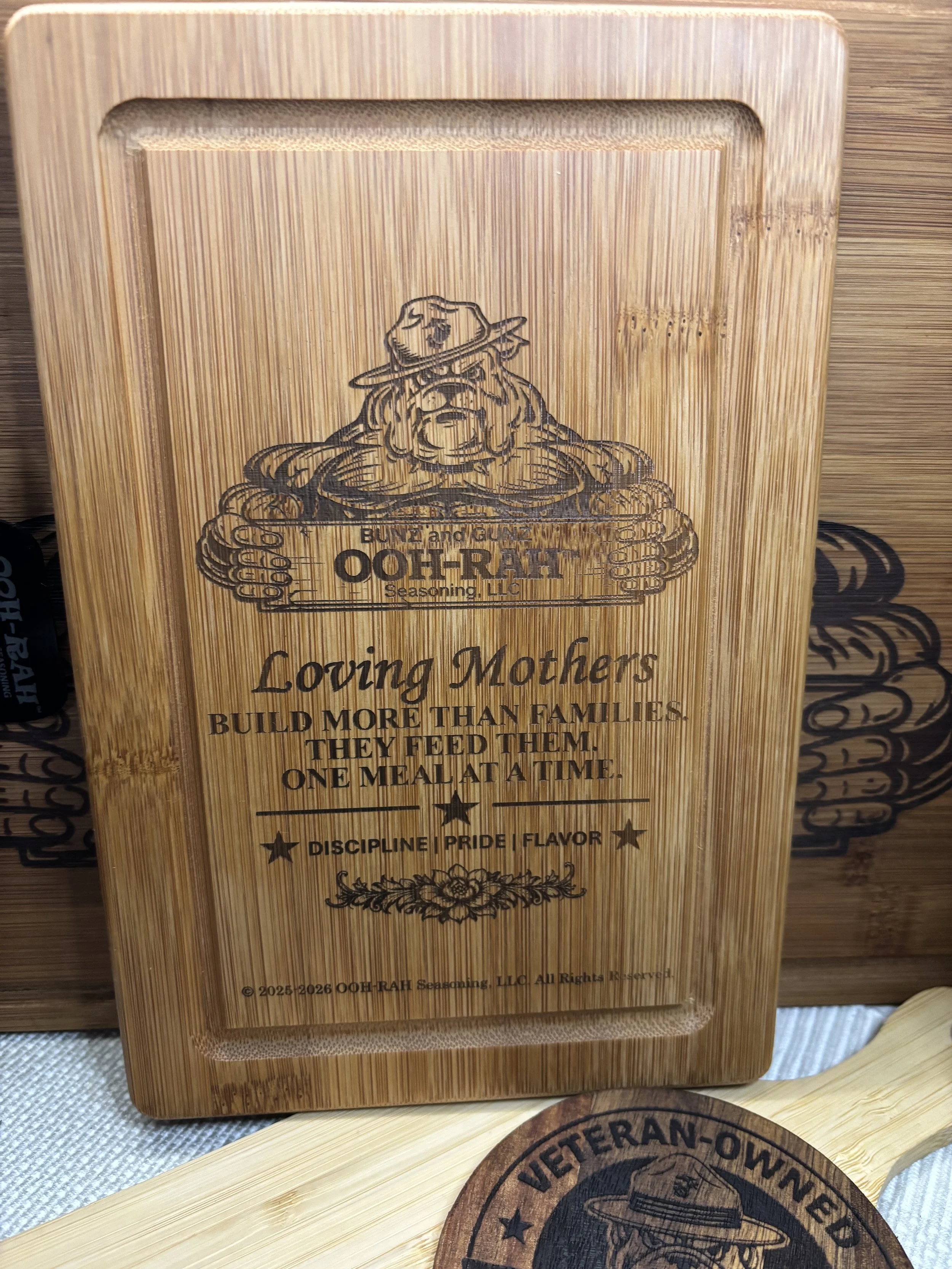 Loving Mothers Build More Than Families™ Engraved Bamboo Cutting Board