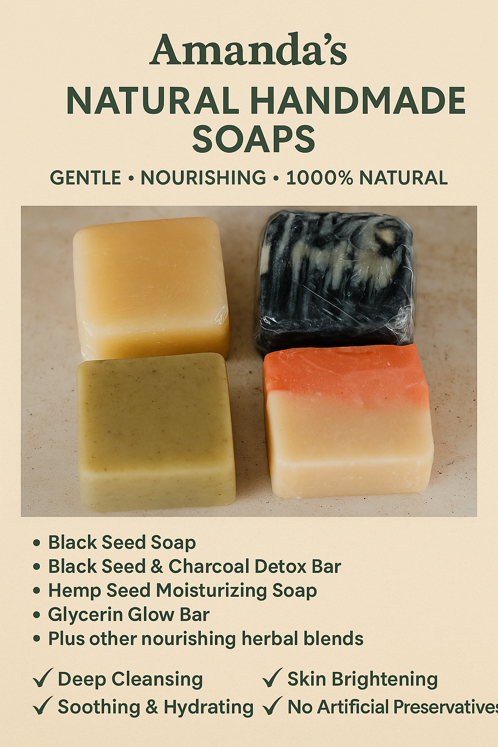 🧼 Amanda’s Natural Handmade Soaps – Pure, Scratch-Made, and Customizable