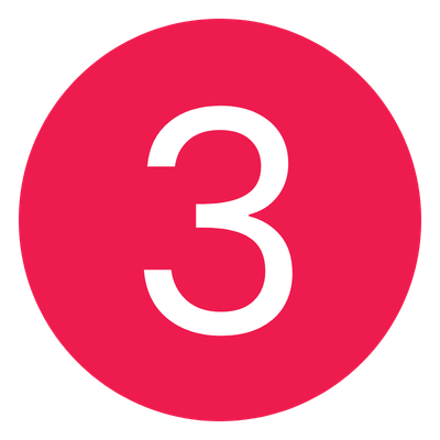 Pink circular sign with the number three in white