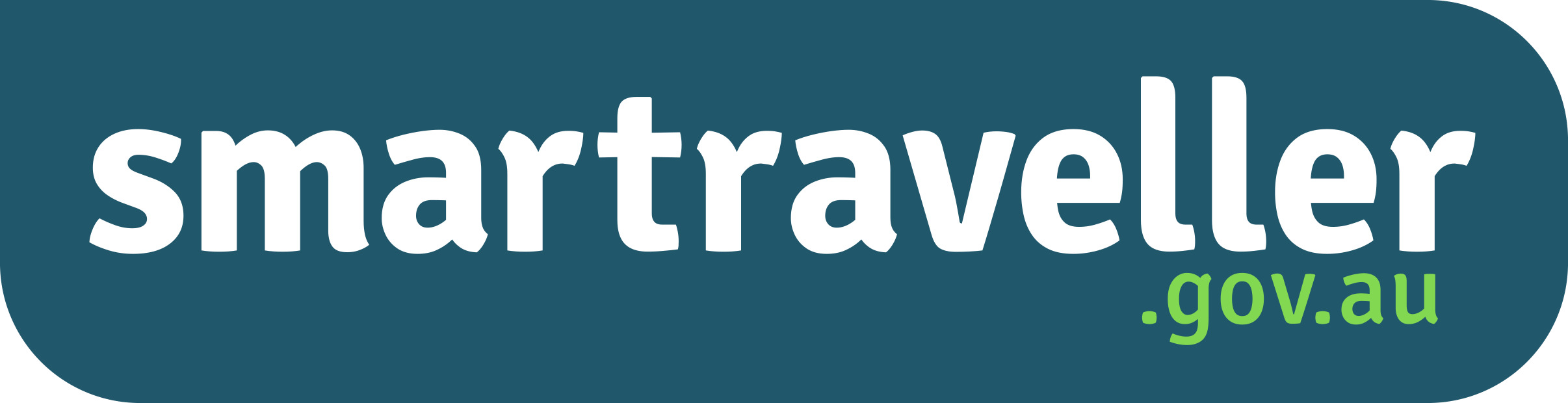 Australian government's official travel website logo, with the text "smarttraveller.gov.au" on a teal background.