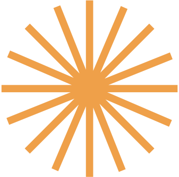 Orange sunburst pattern with radiating lines on a black background.