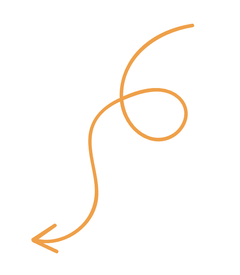 A brown arrow with a loop in the middle pointing to the bottom left.