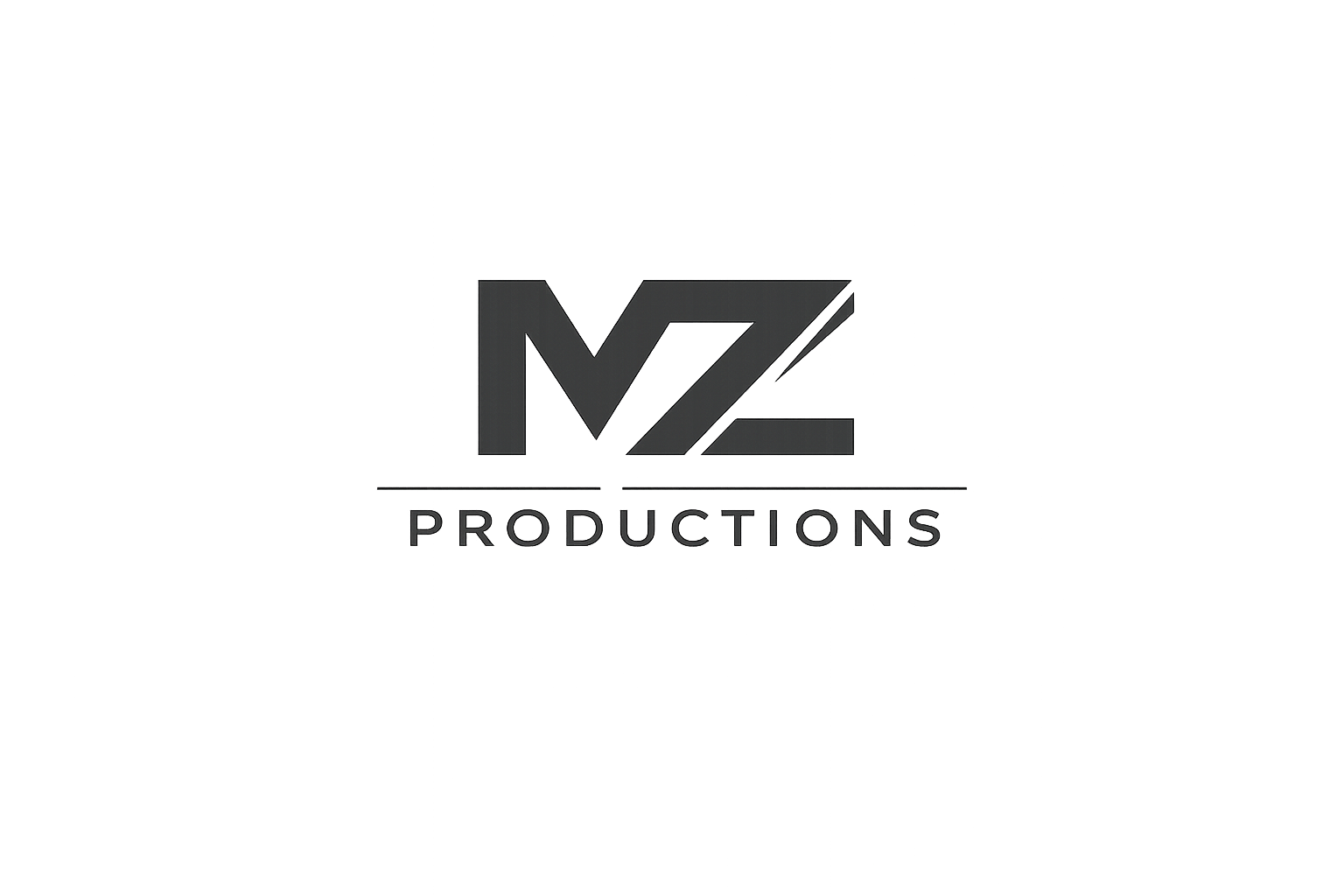 Black and grey logo for MZ Productions