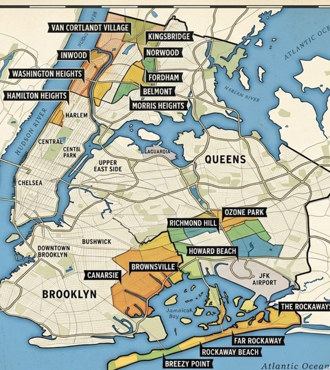 How does Free Child Care in select neighborhoods impact the Real Estate Market in New York City