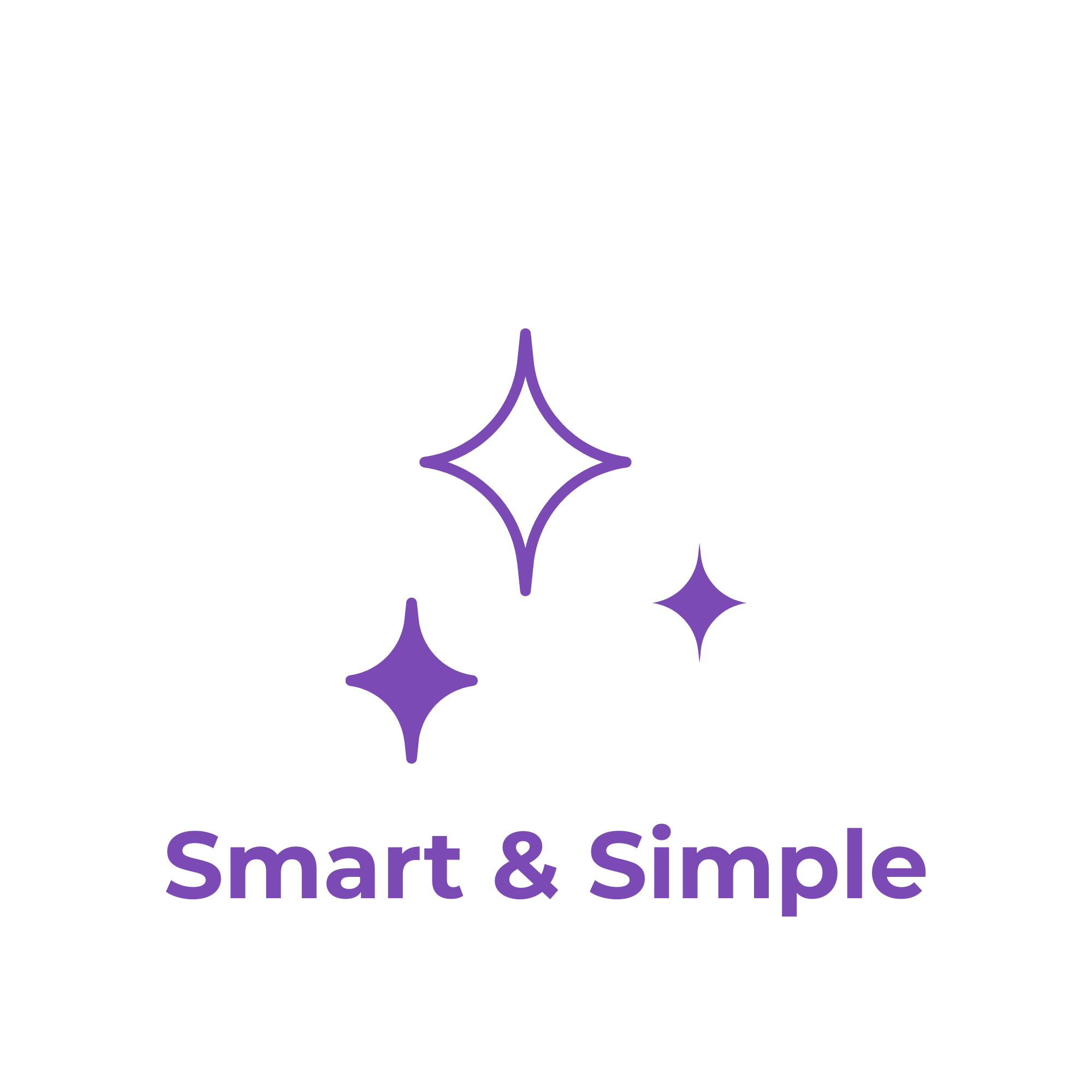 Smart and Simple icon indicating that the TwixTalk is any easy to use app that uses AI functionality to analyze data