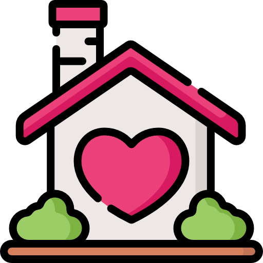 Illustration of a family home with a heart, representing TwixTalk's free plan for family caregiving and communication.