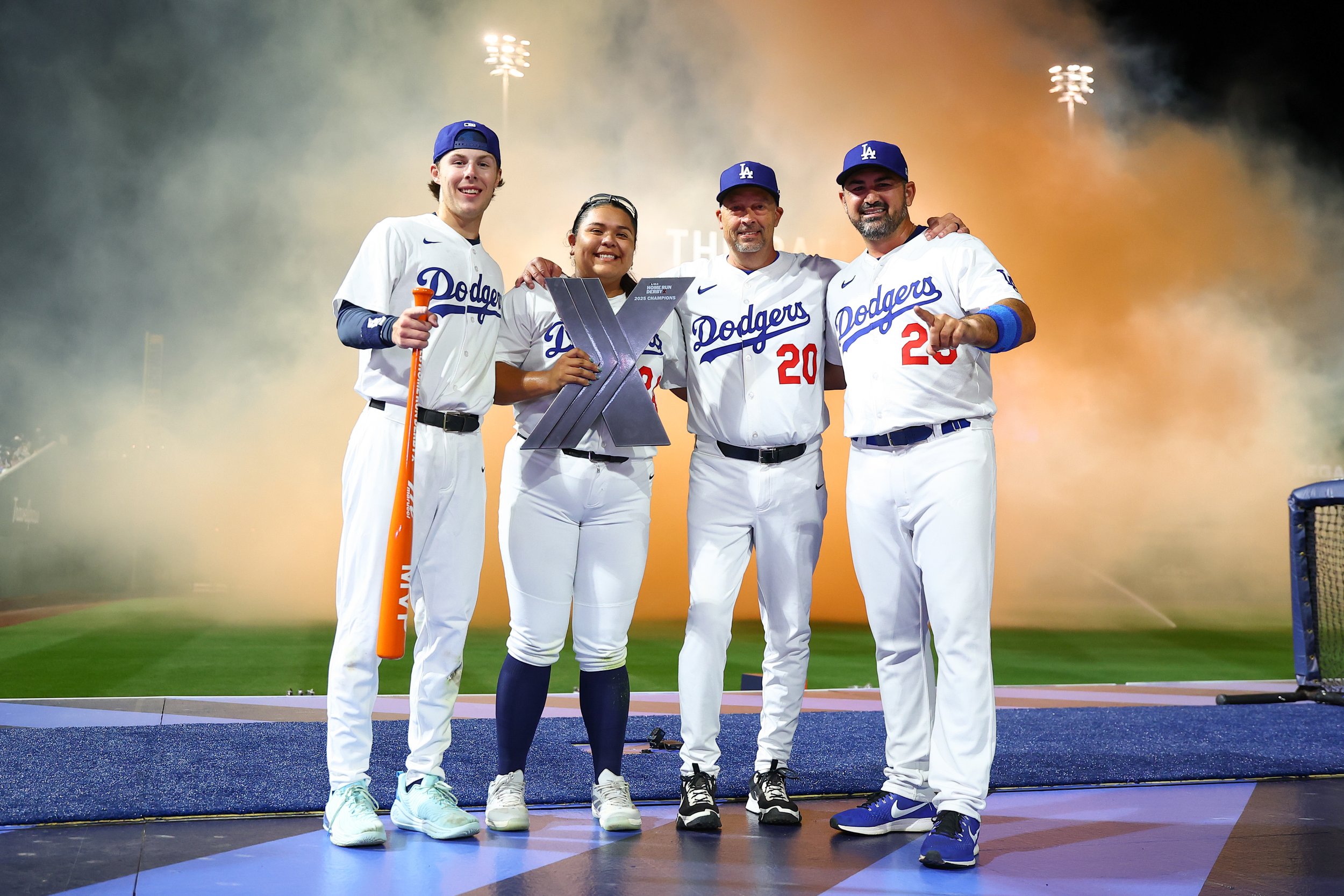 Grady Emerson, Mya Perez, Adrián González, Los Angeles Dodgers, Home Run Derby X Championship