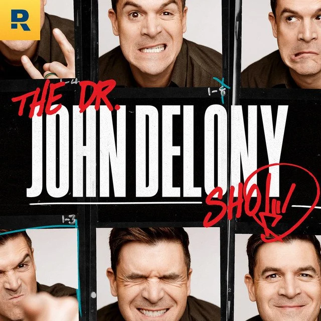Cover photo of a TV show called 'The Dr. John Delony Show' featuring a collage of six different photos of a man making various facial expressions, with the show title written across the center.