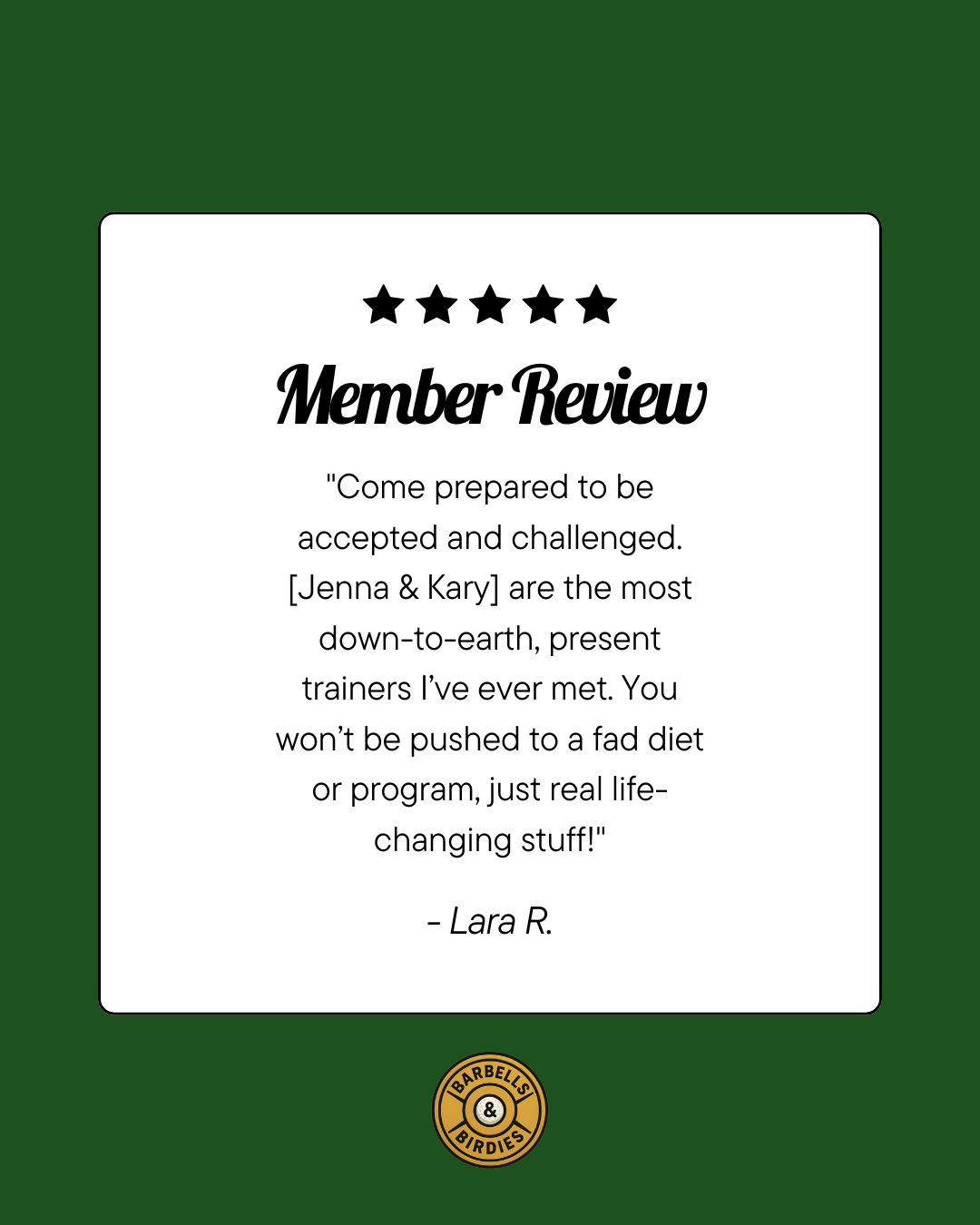 Barbells & Birdies Member Review