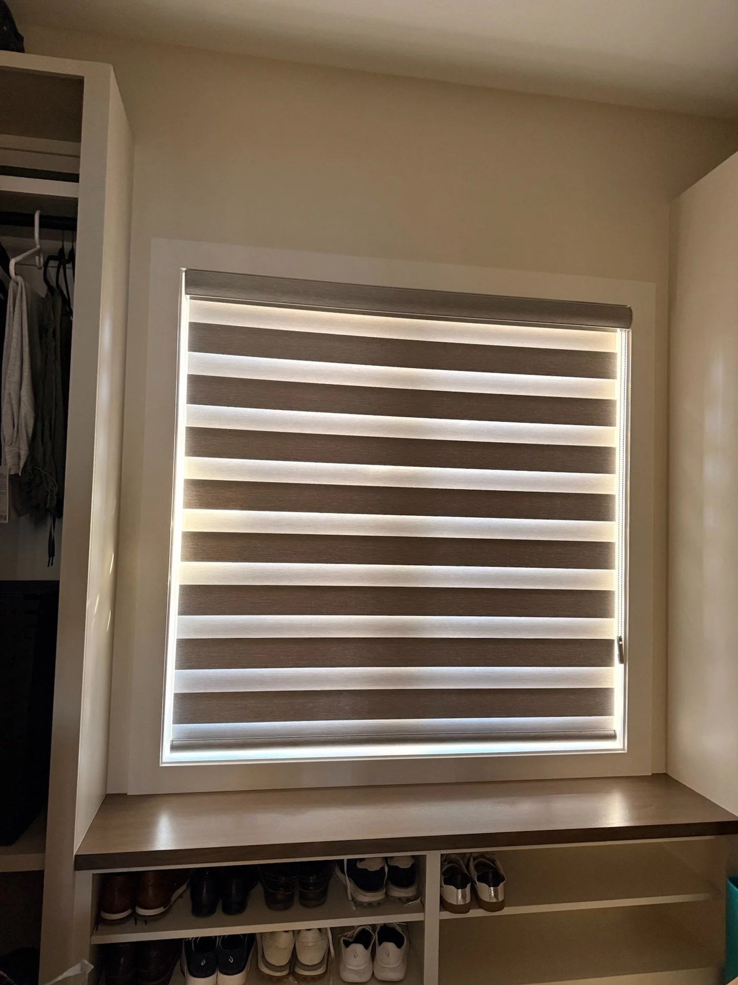 Function meets style. ✨
These custom zebra shades were the perfect solution for this walk-in closet , offering adjustable light control, added privacy, and a clean, modern look that complements the built-ins beautifully. Whether you want filtered day