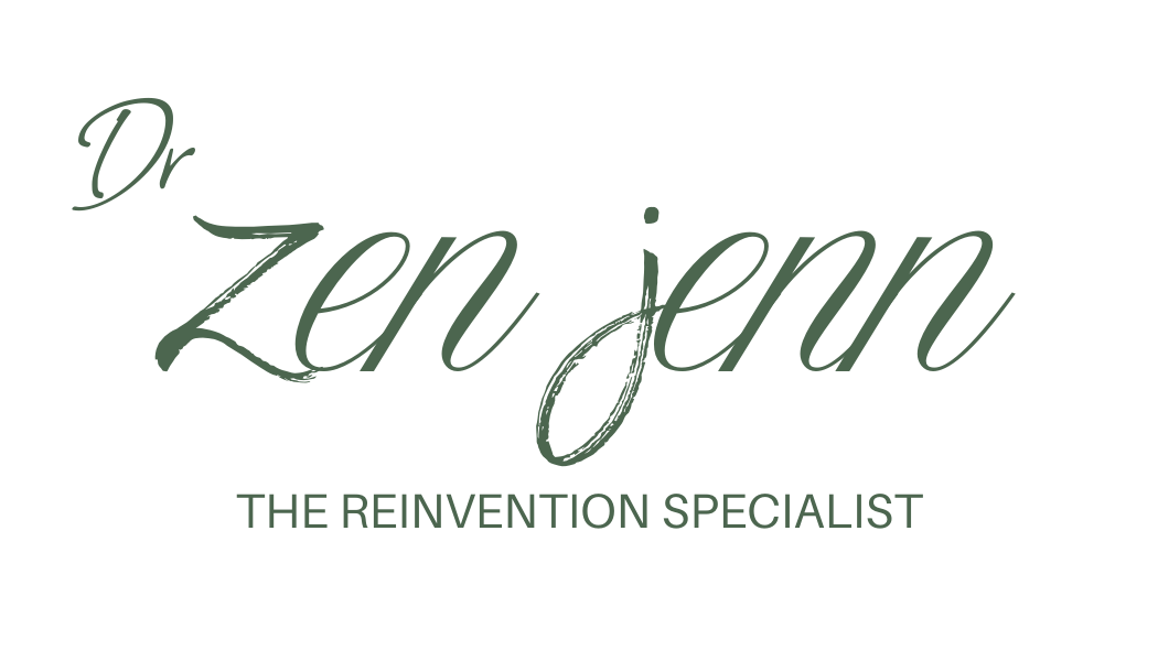 Logo for Dr zen jenn. Image says Dr Zen Jenn in green font