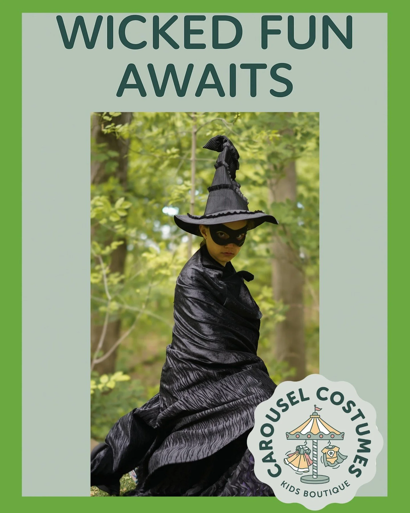 ✨ Wicked Fun Awaits! ✨

With the Wicked movie casting its spell again this season, we&rsquo;re celebrating all things magical with our Enchanted Witch costume 🪄

Whether your little one dreams of flying through Oz or simply loves a bit of sparkle an