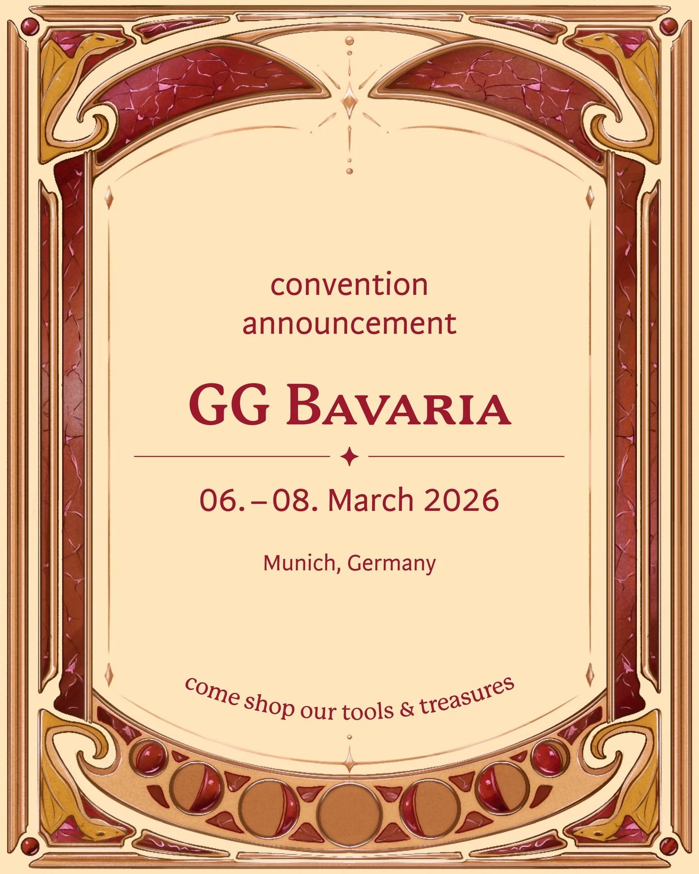 🔸 Meet us soon at GG Bavaria in Munich, Germany 
(06. - 08. March 2026) 

We are super excited to display our magical tools &amp; treasures @ggbavariacon 🔥 
There will be many new &amp; restocked products!

Hope to see many new &amp; old faces ther