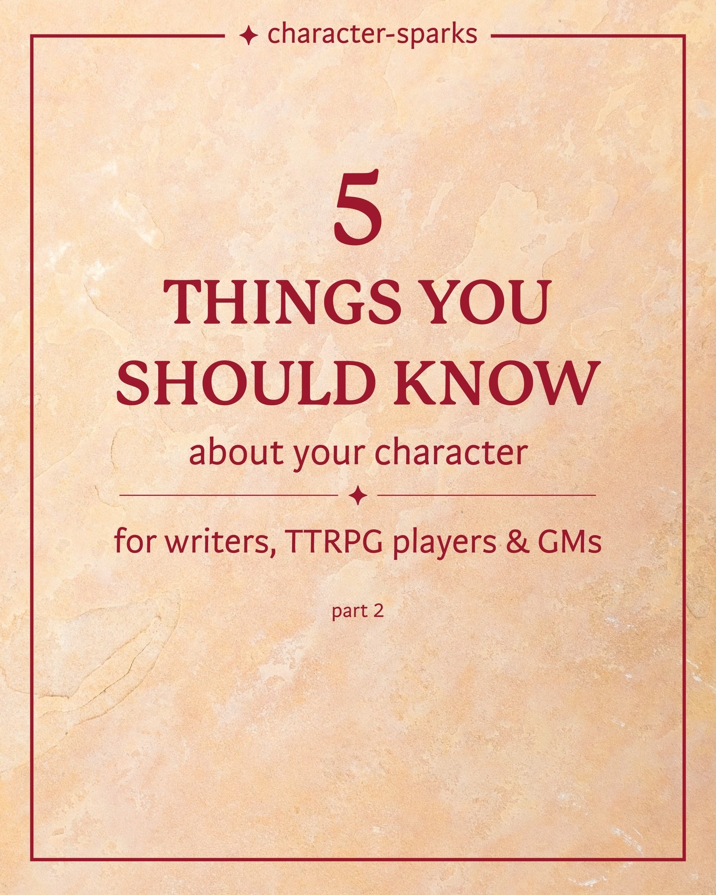 🔸 Here are 5 more questions to ask yourself about your character for D&amp;D/TTRPG players, game masters &amp; writers ✨

This interactive Q&amp;A will help you define who your characters are, what shaped them, and what makes them unique. 

What are