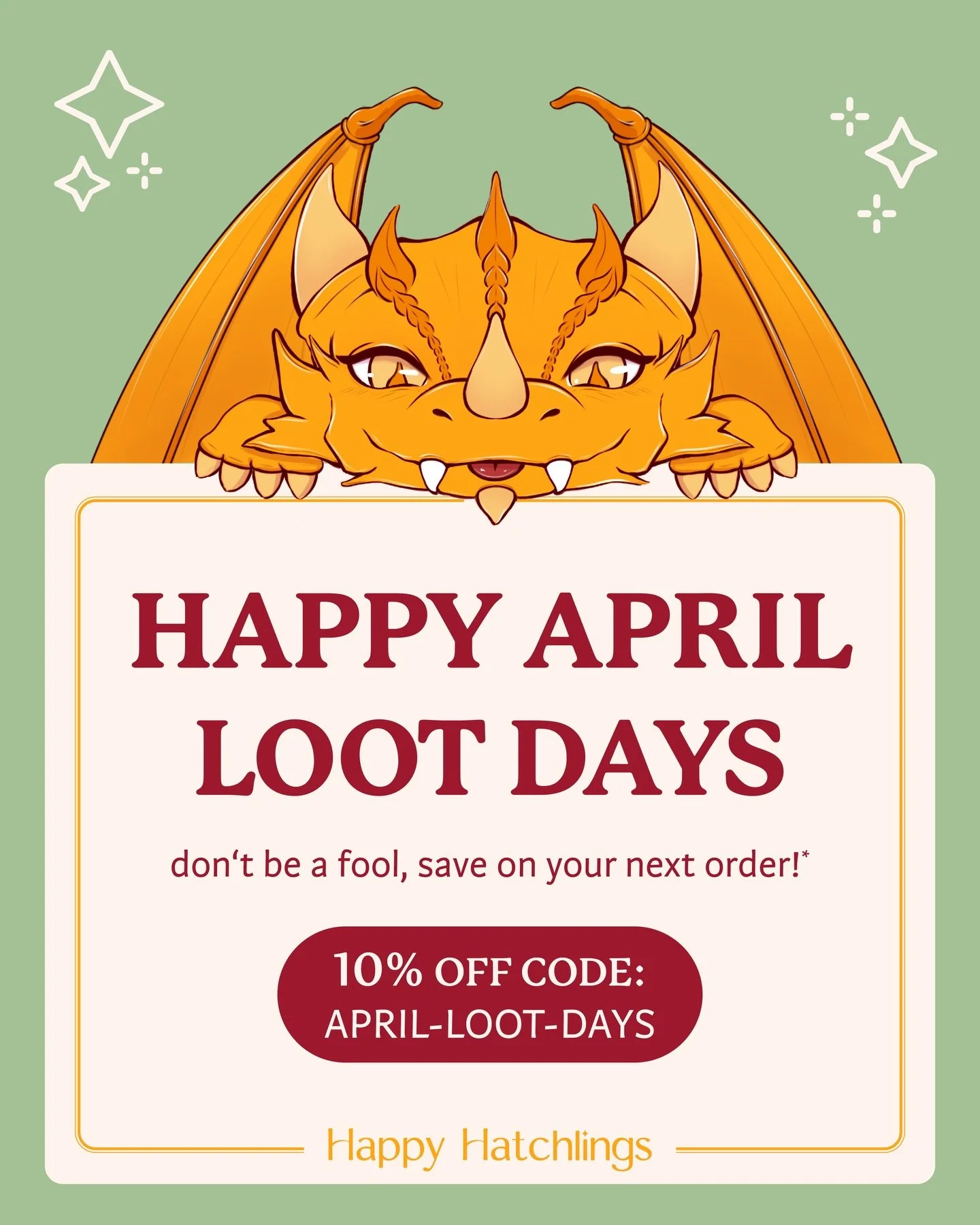 🔸 Let&rsquo;s turn April Fools&lsquo; Day around! HAPPY APRIL LOOT DAYS ✨

Starting today and over the easter holidays, you can save 10% off your order* 🧡 
Don&rsquo;t get fooled today 😉 

*APRIL-LOOT-DAYS discount code valid until April 6th 2026,