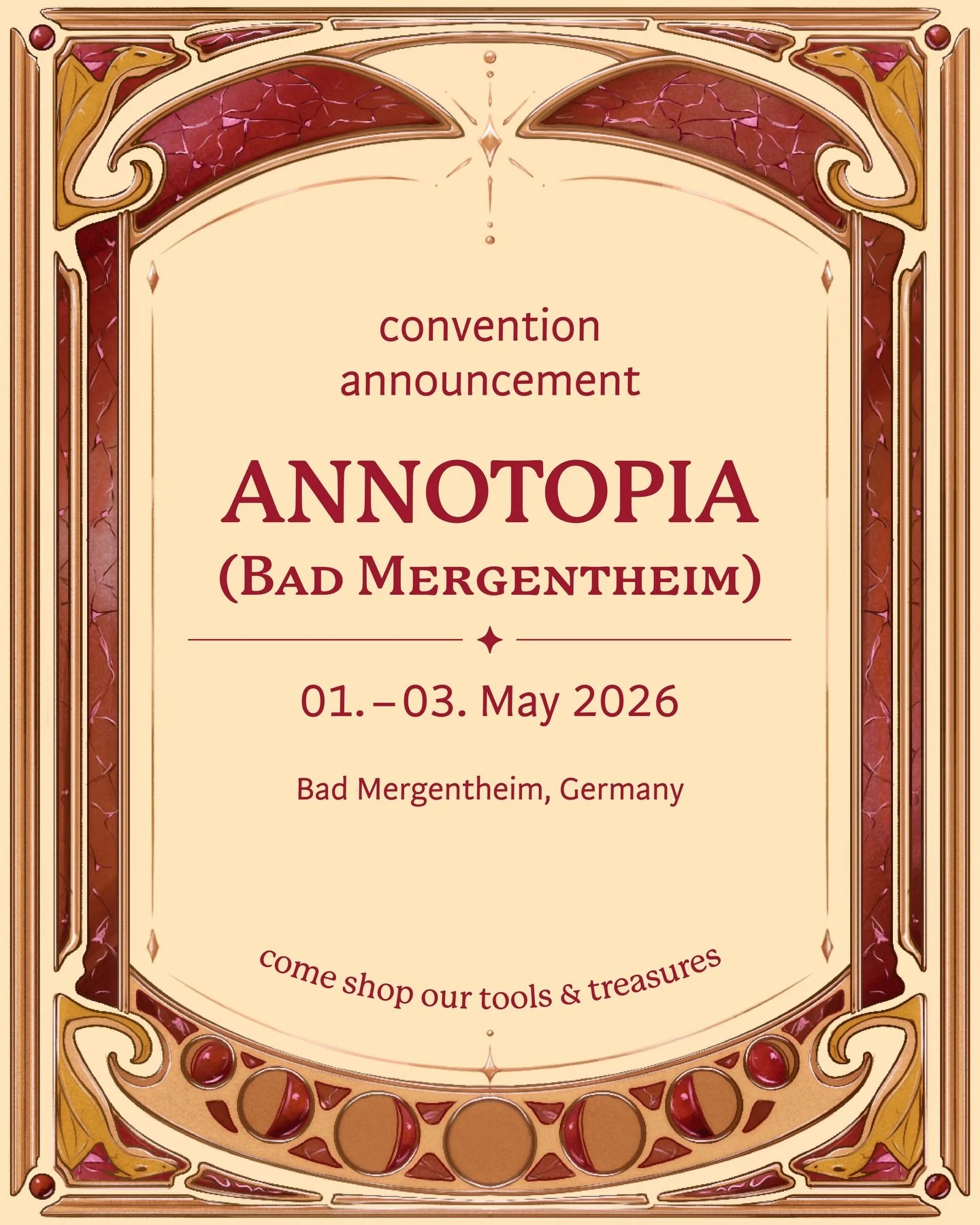 🔸We&rsquo;re so excited to be part of the first ANNOTOPIA 2026 in Bad Mergentheim!
(01.-03. May 2026) 

We&rsquo;ll be setting up our magic shop outdoors near the castle at the beautiful and scenic @official_annotopia location! 🏰 

Discover fantasy