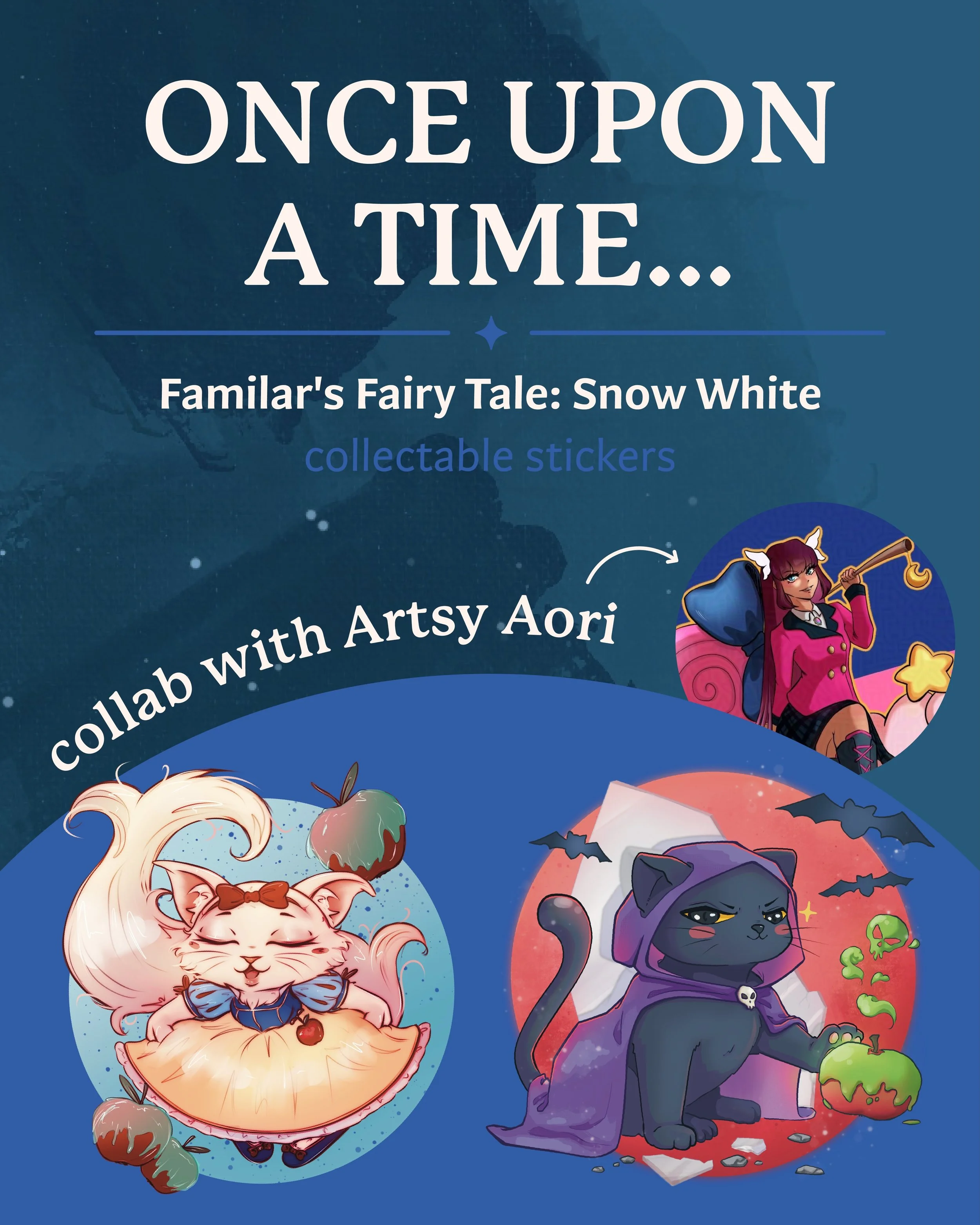 🔸 Thrilled to team up with @artsy_aori for our exclusive &bdquo;Familiar&rsquo;s Fairy Tale: Snow White&ldquo; sticker collab! ✨

Once upon a time, there was a quest waiting for you 📜
Seeing as we&rsquo;re on many conventions together (FaRK, Hana &