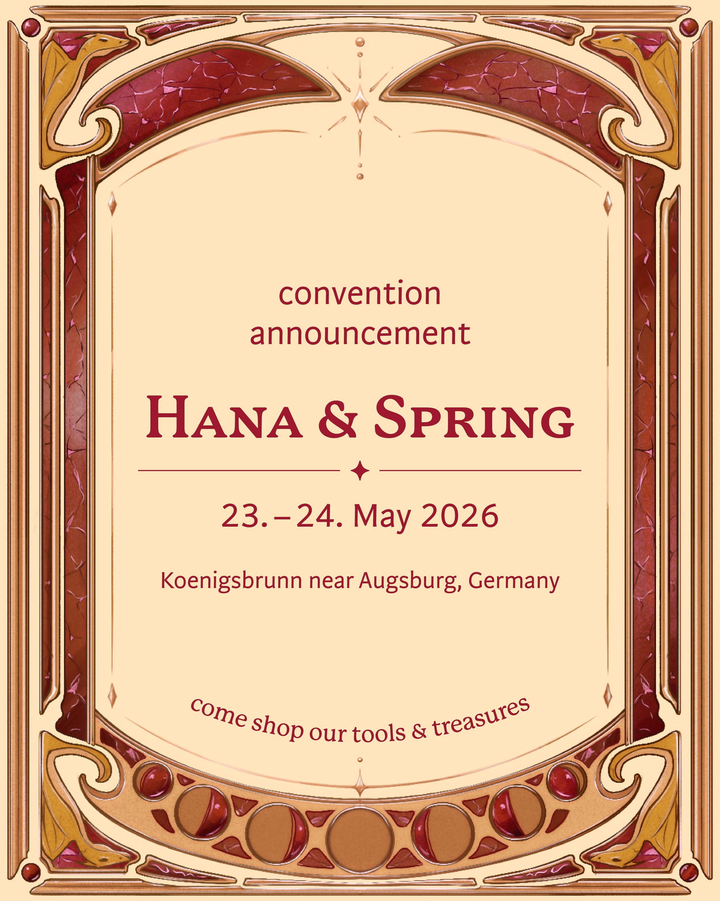 🔸So happy to be part of Hana &amp; Spring Convention this weekend @hana_spring_con 🧡 
(23.-24. May 2026) 

Any D&amp;D or other pen &amp; paper game lover should stop by at our magic shop to discover handmade loot for their adventures ✨

You&rsquo;