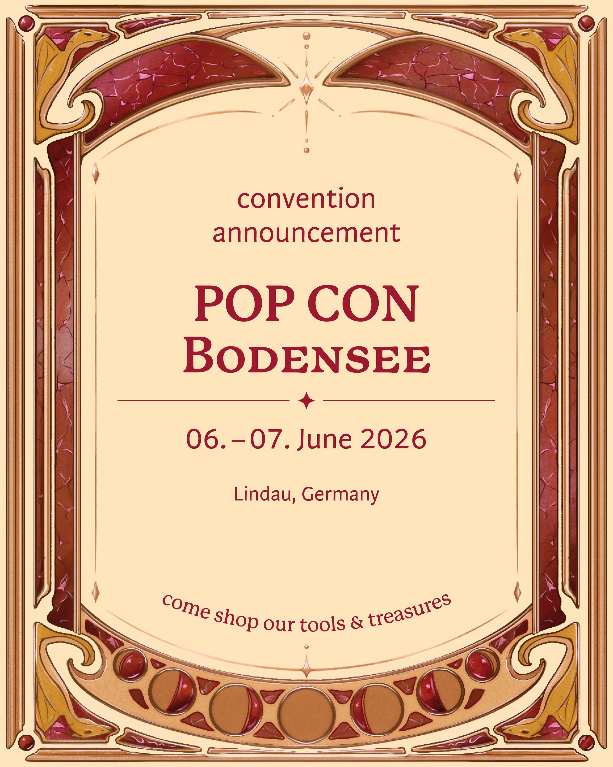 🔸New convention unlocked 🔓 @popconbodensee in Lindau 🧡
(06.-07. June 2026)

Do you play pen &amp; paper games and/or enjoy fantasy adventures?
Then your next stop has to be our magical shop to discover handmade loot for your journey ✨

Find us at 