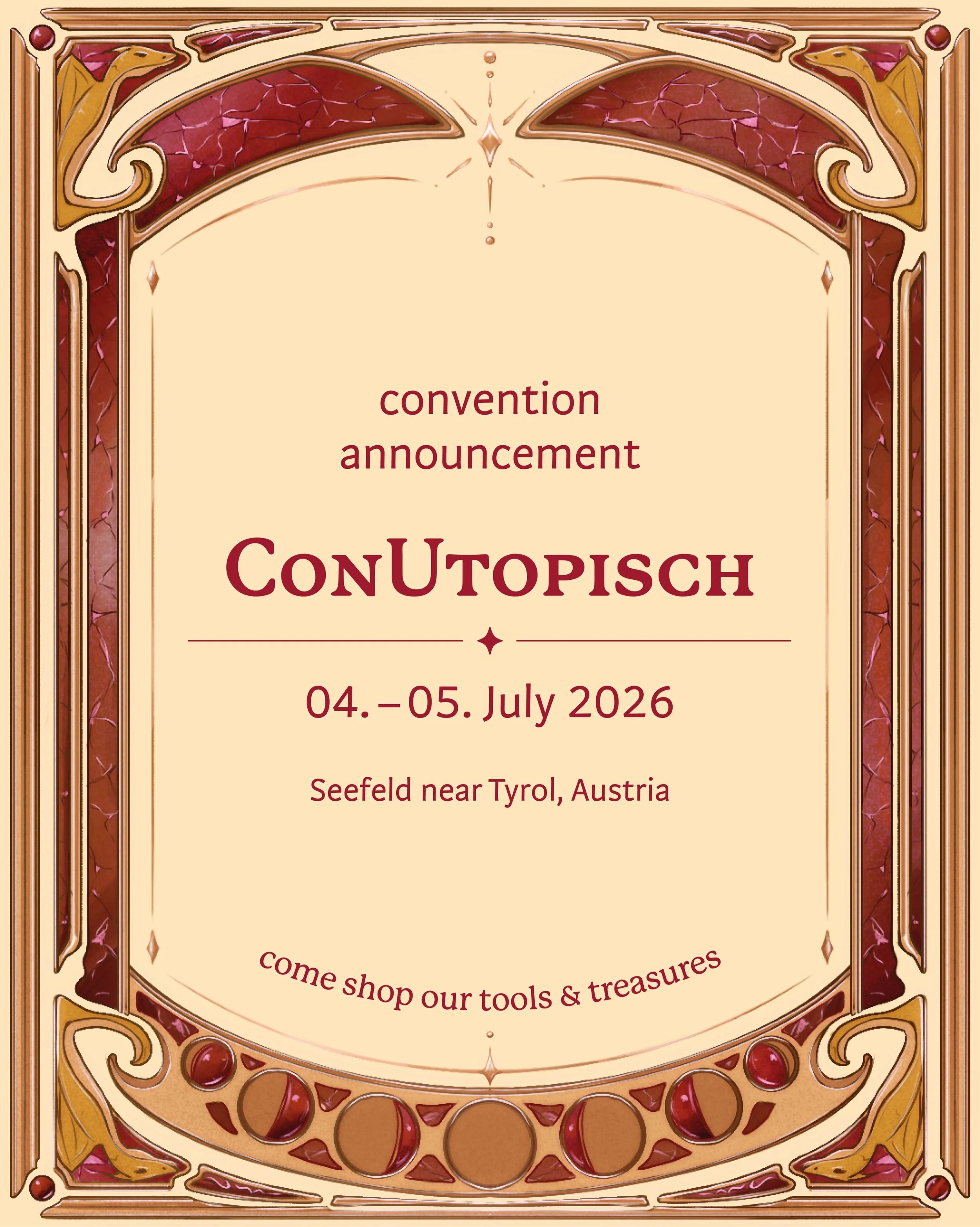 🔸Back to Austria for a new convention @conutopisch 
(04.-05. July 2026)

Any D&amp;D / pen &amp; paper player or fantasy lover will find unique loot in our magic shop ✨
Let our handmade tools &amp; treasures be part of your next adventure!

Dini &am