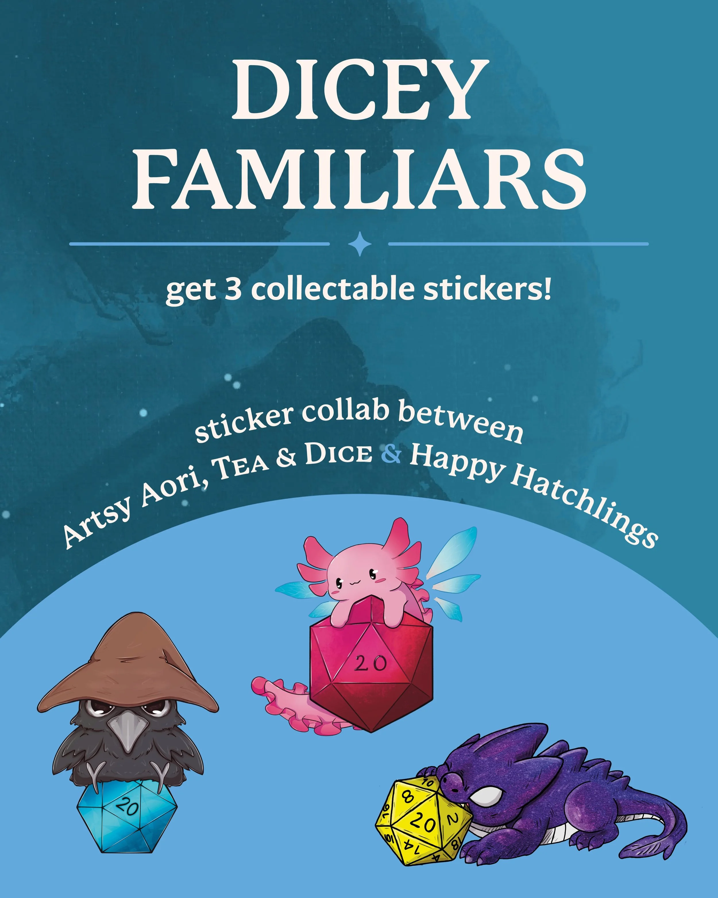 🔸 What do all familiars love? Dice! 🎲 What do we all love? Dice, familiars, and stickers!
So, together with @artsy_aori &amp; @tea_and_dice we&rsquo;re hosting a fun sticker quest for you at @conutopisch this weekend!

📜 Here&rsquo;s what you need