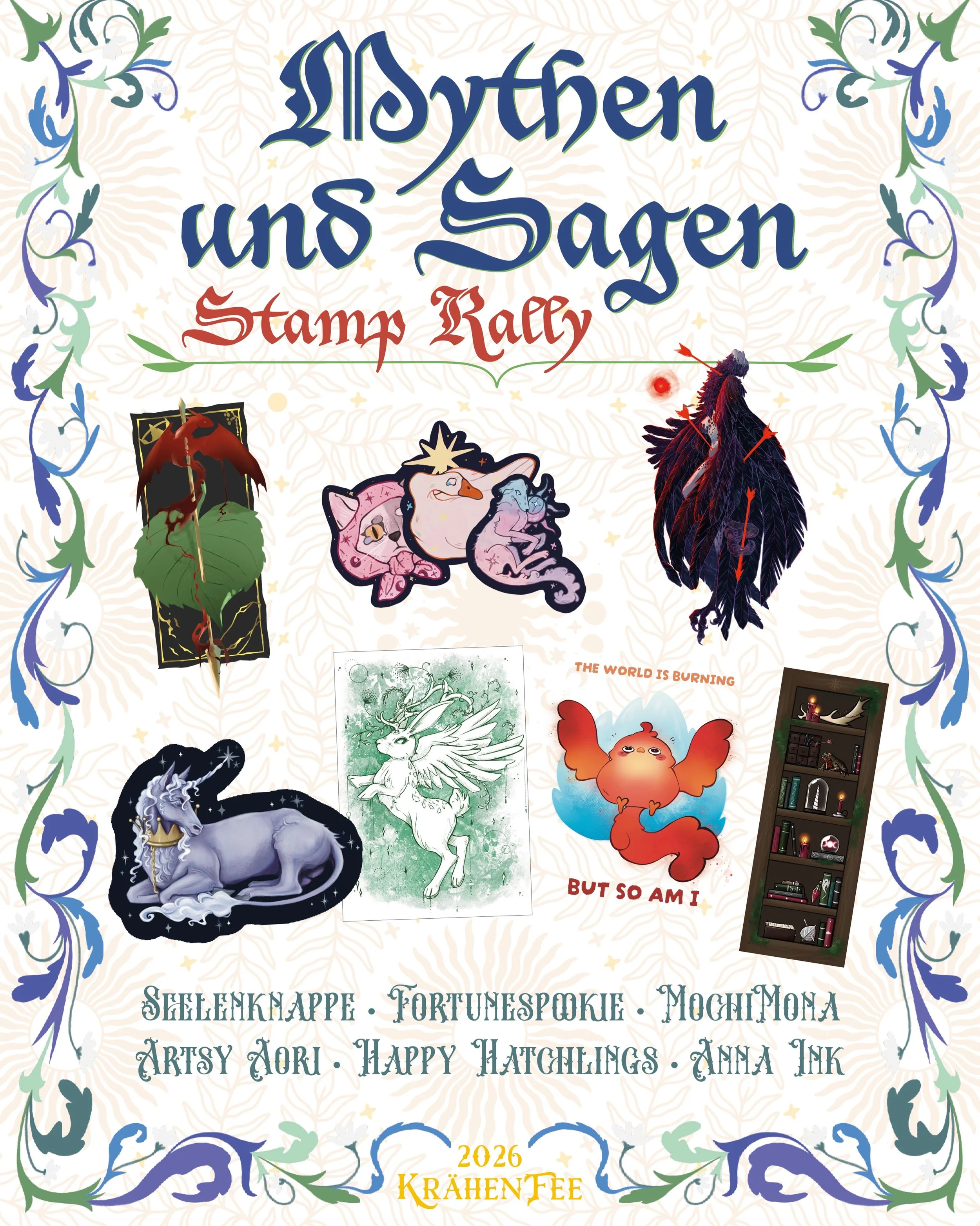 🔸 Thrilled to announce our collaborative myths &amp; folklore stamp rally for @kraehenfee this weekend!
(DE version: swipe to second picture)

📜 Here&rsquo;s what you need to do to complete your quest:
1. get your stamp card at one of the participa