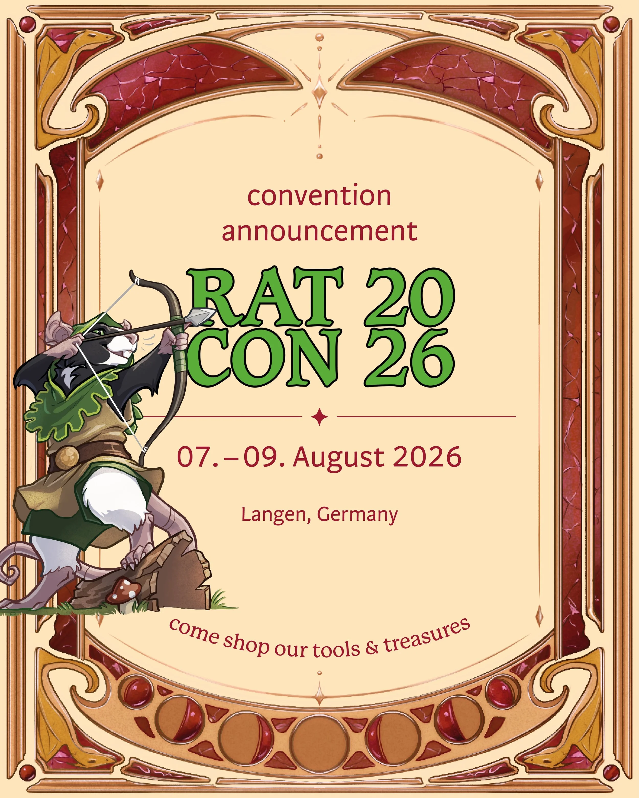 🔸We&rsquo;re honored to be part of RatCon 2026 by @ulissesspiele 
(07.-09. August 2026)

Fellow pen &amp; paper nerds, are you looking for tools &amp; treasures to level up your roleplay experience? 
Then your next stop has to be our magical shop to