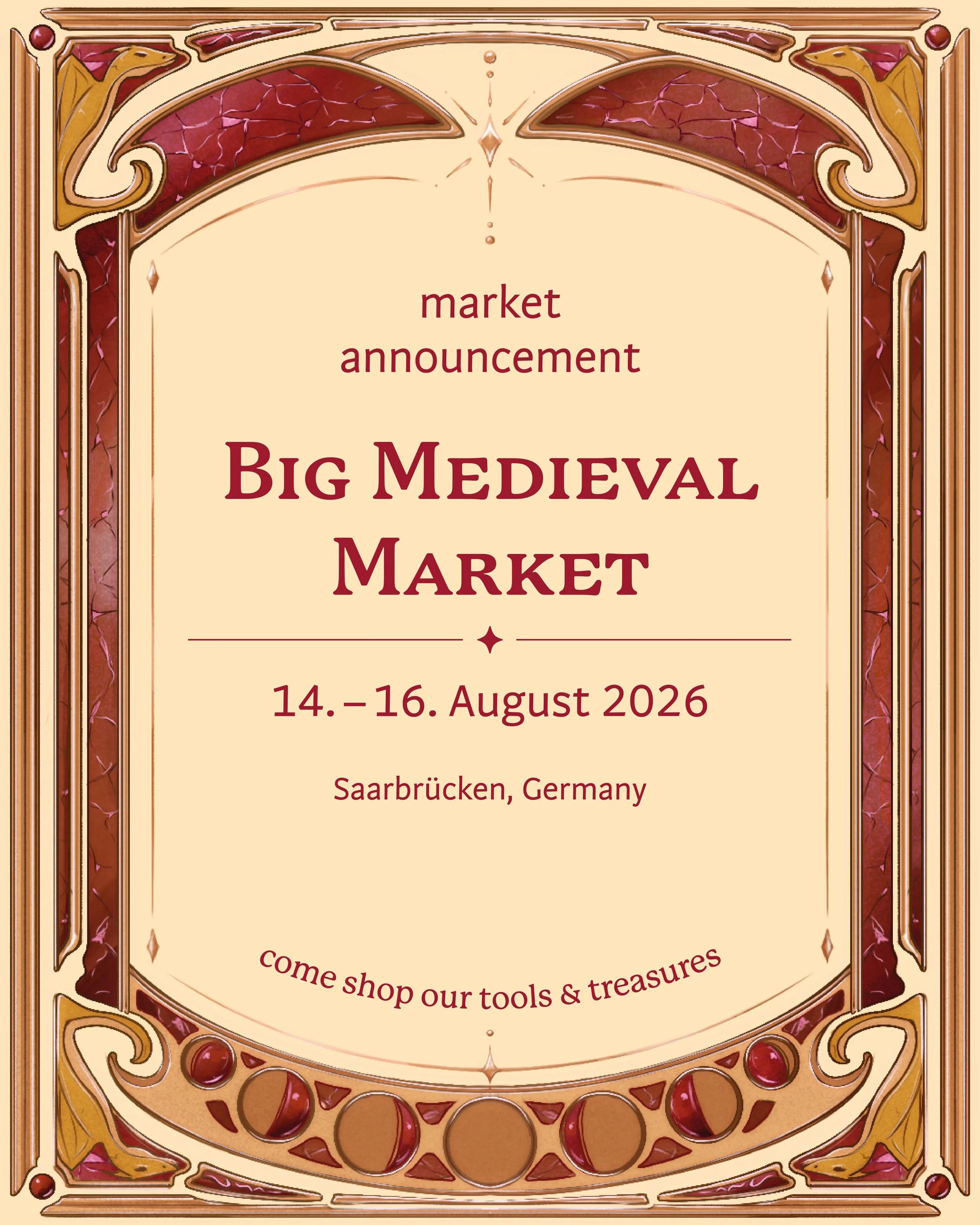 🔸We&rsquo;re back in Saarland this weekend for the big medieval market in Saarbr&uuml;cken! @grosser.mittelaltermarkt.zu.sb 
(14.-16. August 2026)

Find unique loot and many treasures in our magic shop tent ✨
Any D&amp;D / pen &amp; paper nerd or fa